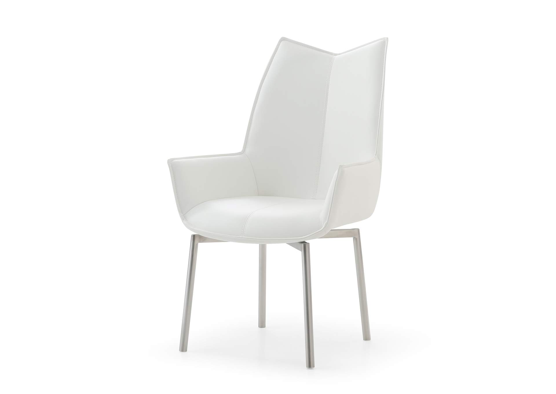 9087 Table White with 1218 Swivel White Chair SET image 4
