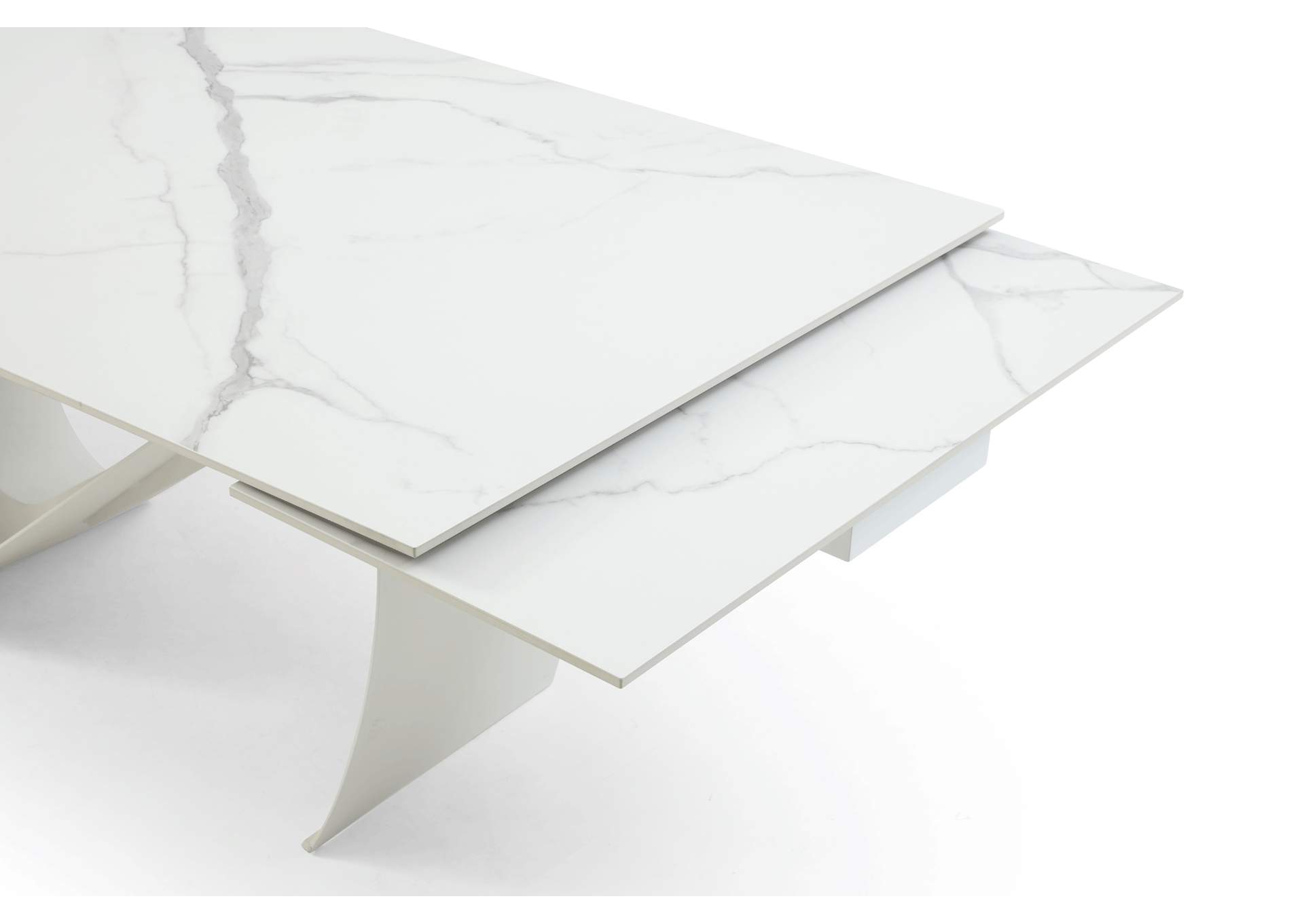 9087 Table White with 1218 Swivel White Chair SET image 7