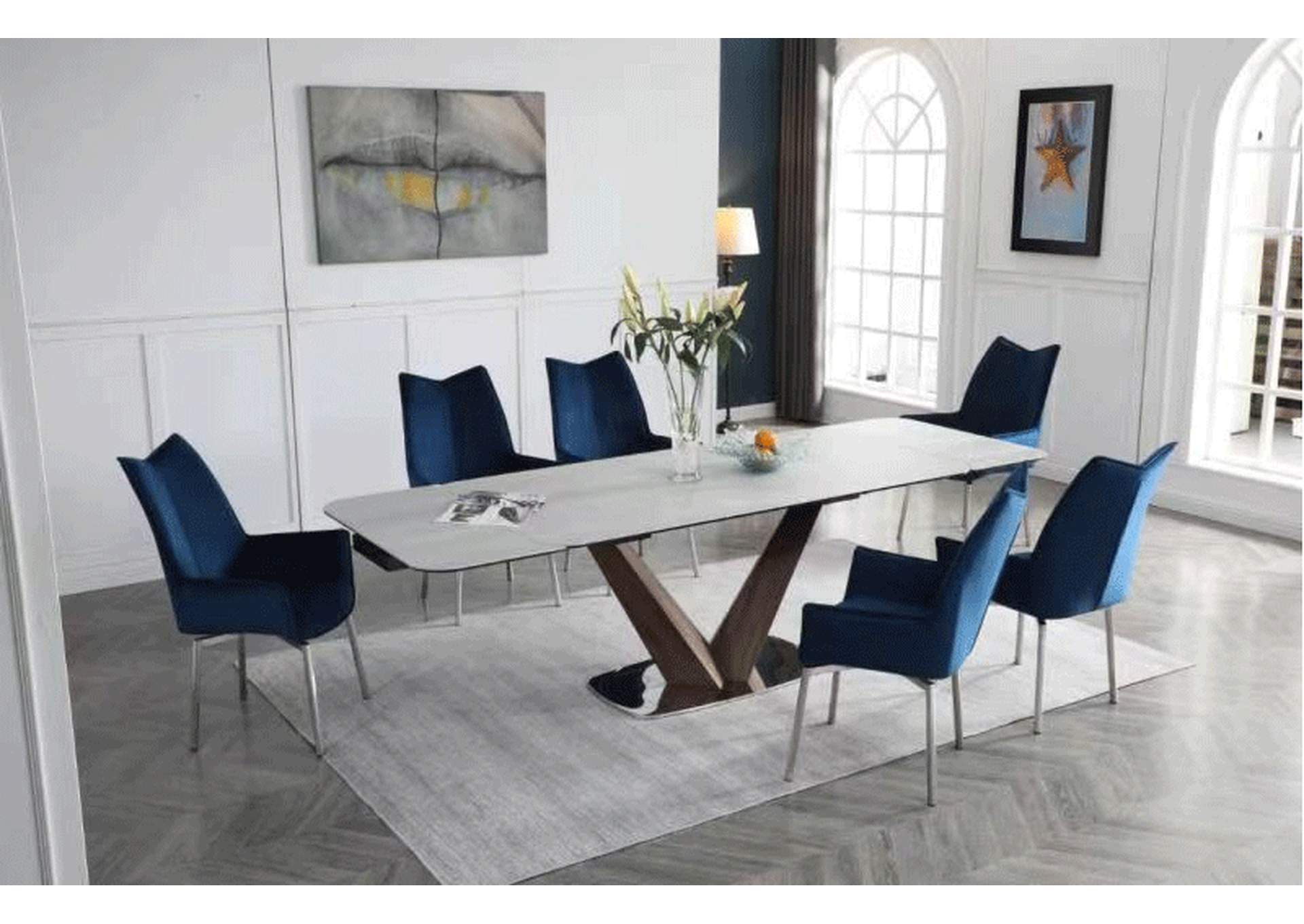 9188 Table with 1218 Swivel Blue Chairs SET image 1