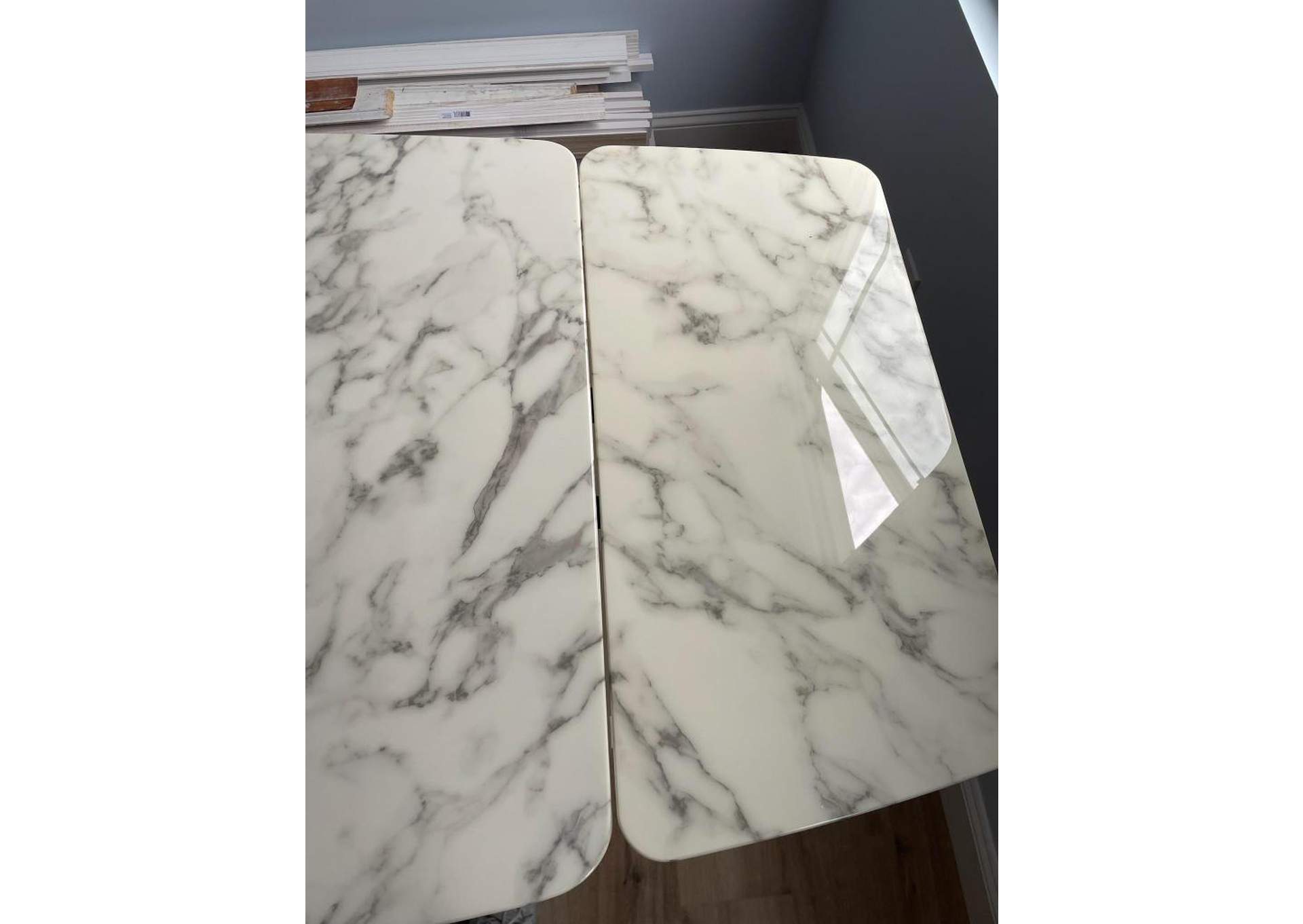 152 Marble Dining Table with 196 Grey Chairs SET image 3