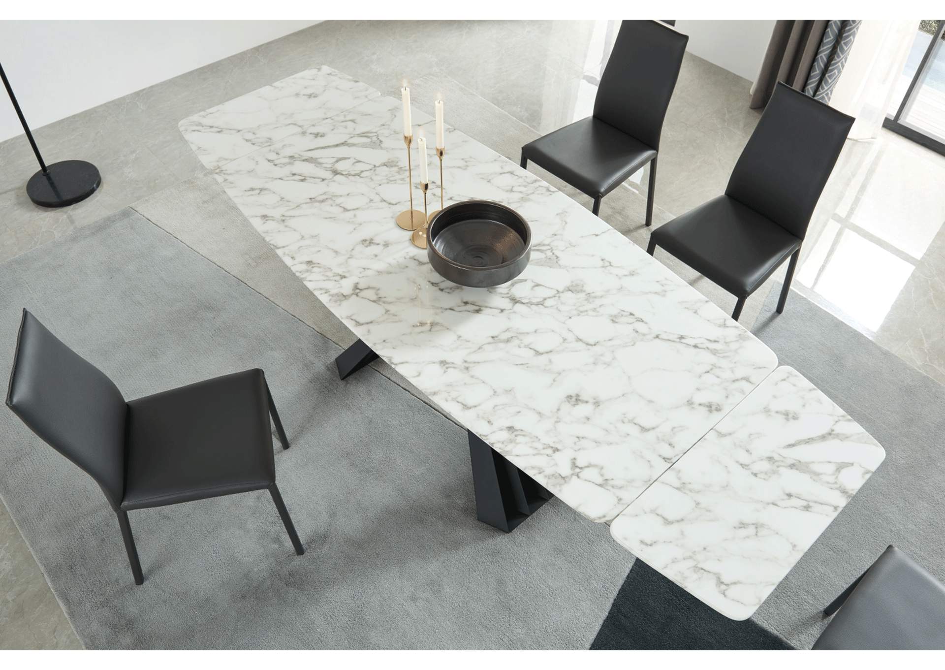 152 Marble Dining Table with 196 Grey Chairs SET image 5