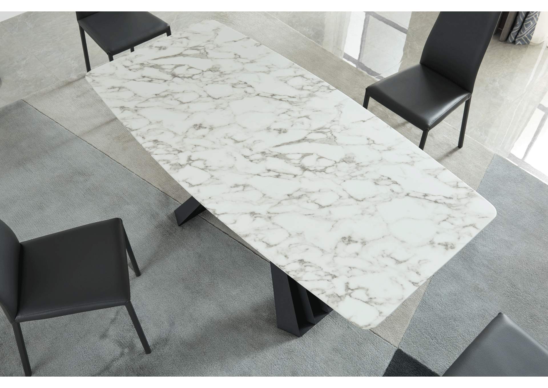 152 Marble Dining Table with 196 Grey Chairs SET image 4