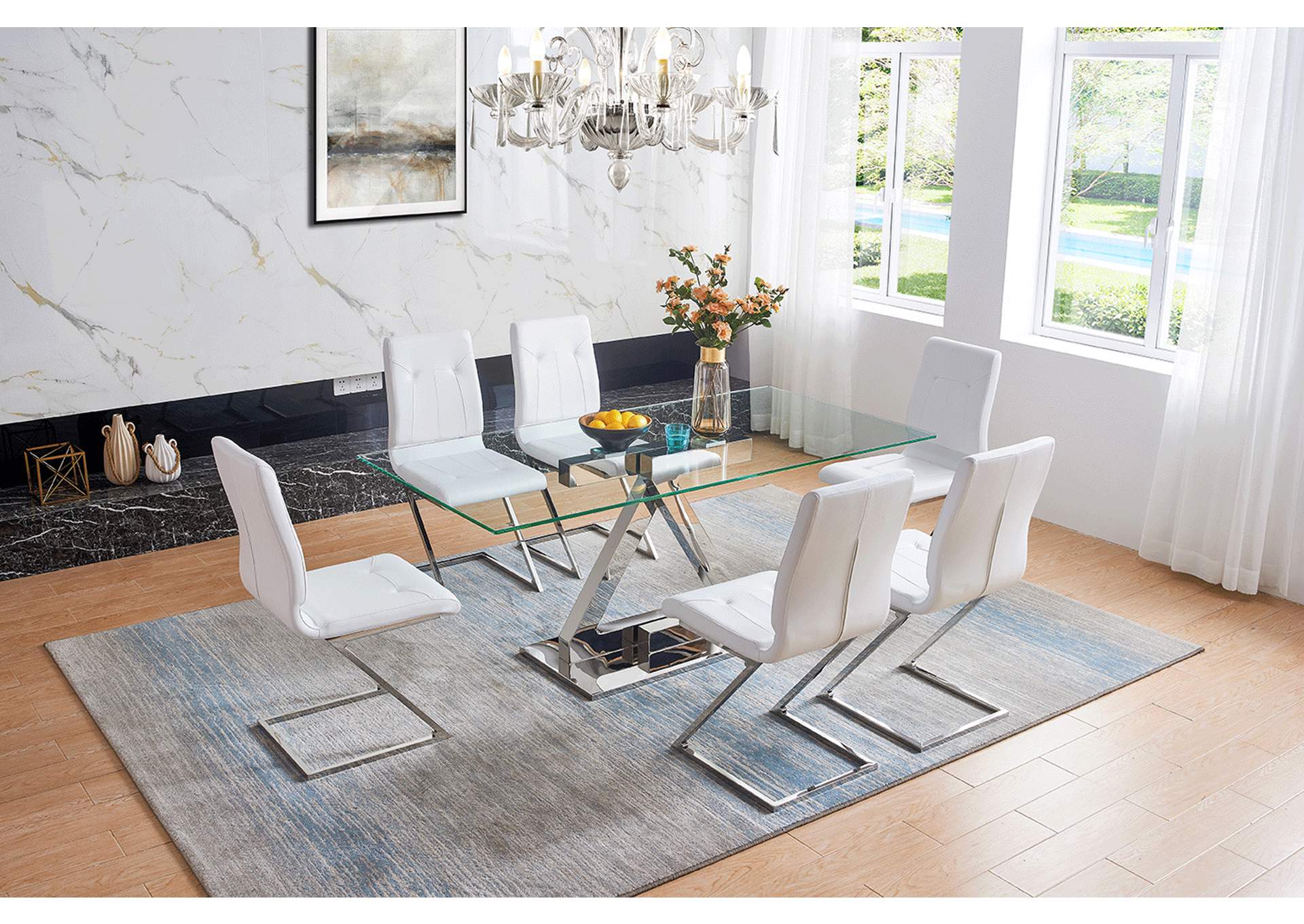 Zig Zag Dining Table with Zig Zag Chairs SET image 1