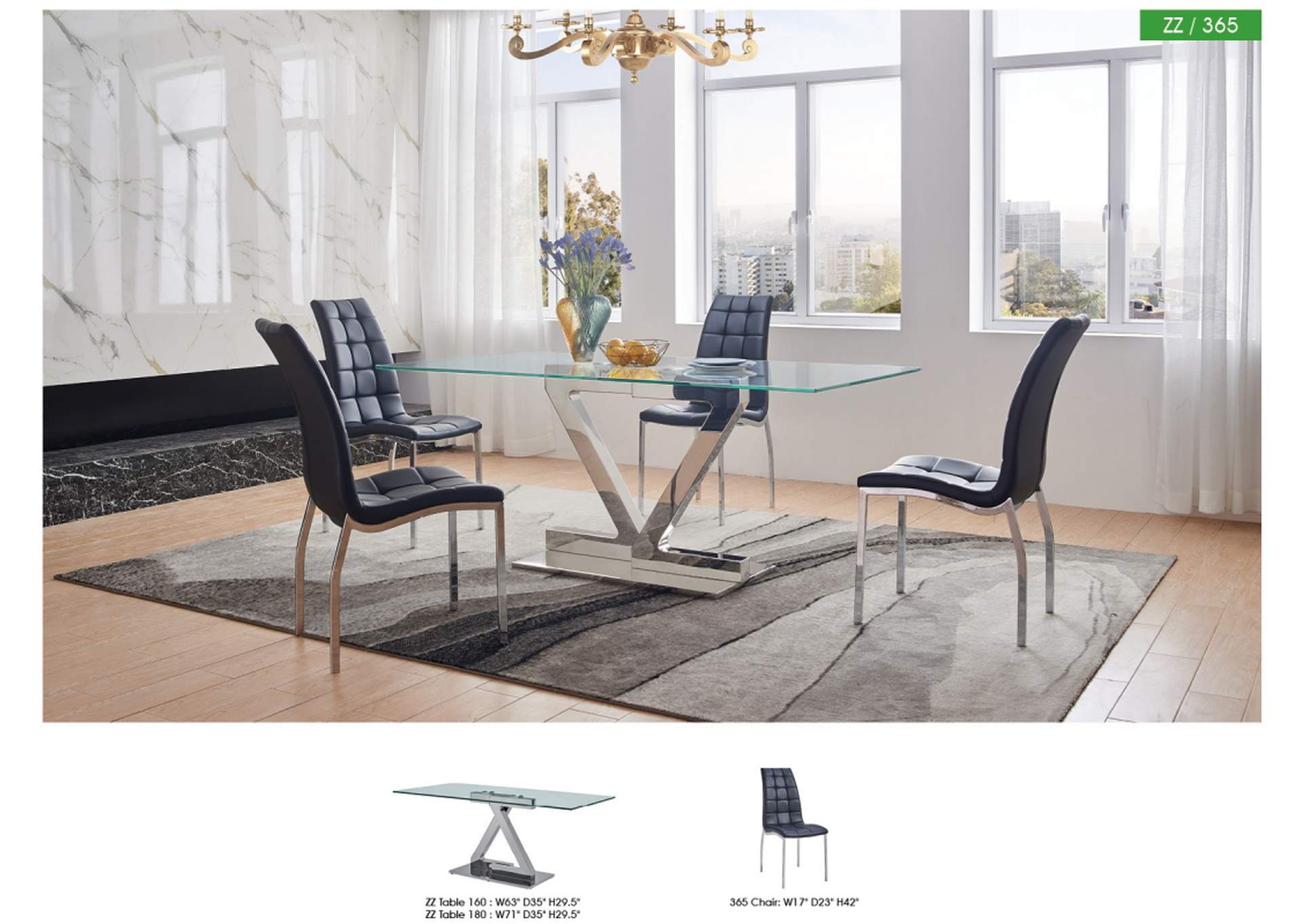 Zig Zag Dining Table with 365 Black Chairs SET image 6