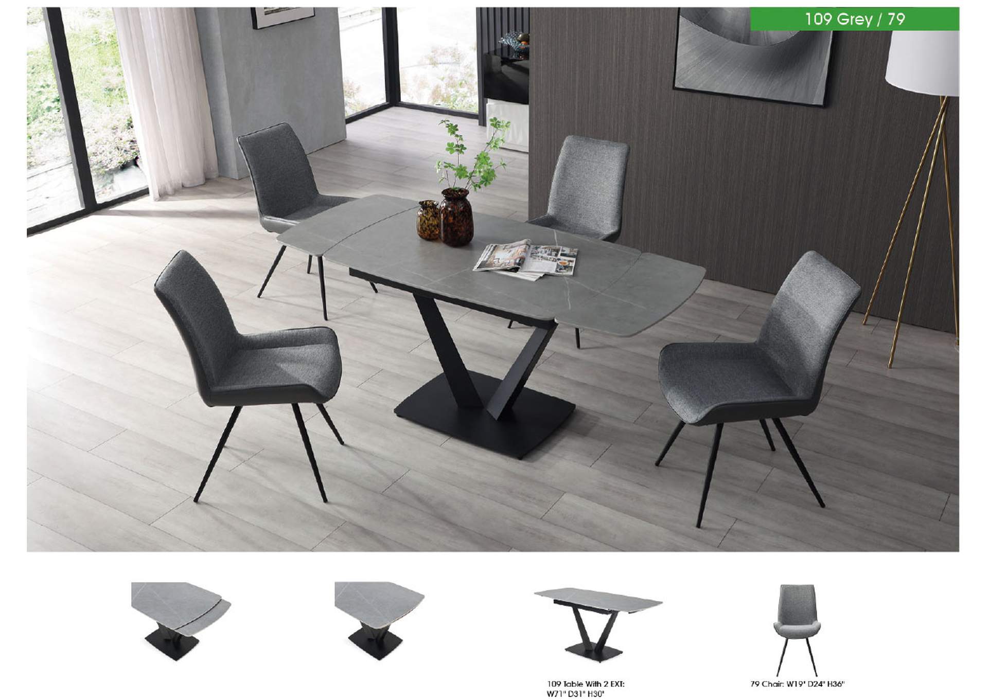 109 Grey Dining Table SET image 3