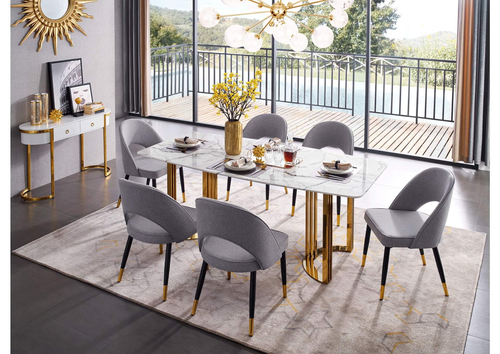 131 Gold Marble Dining SET image 1