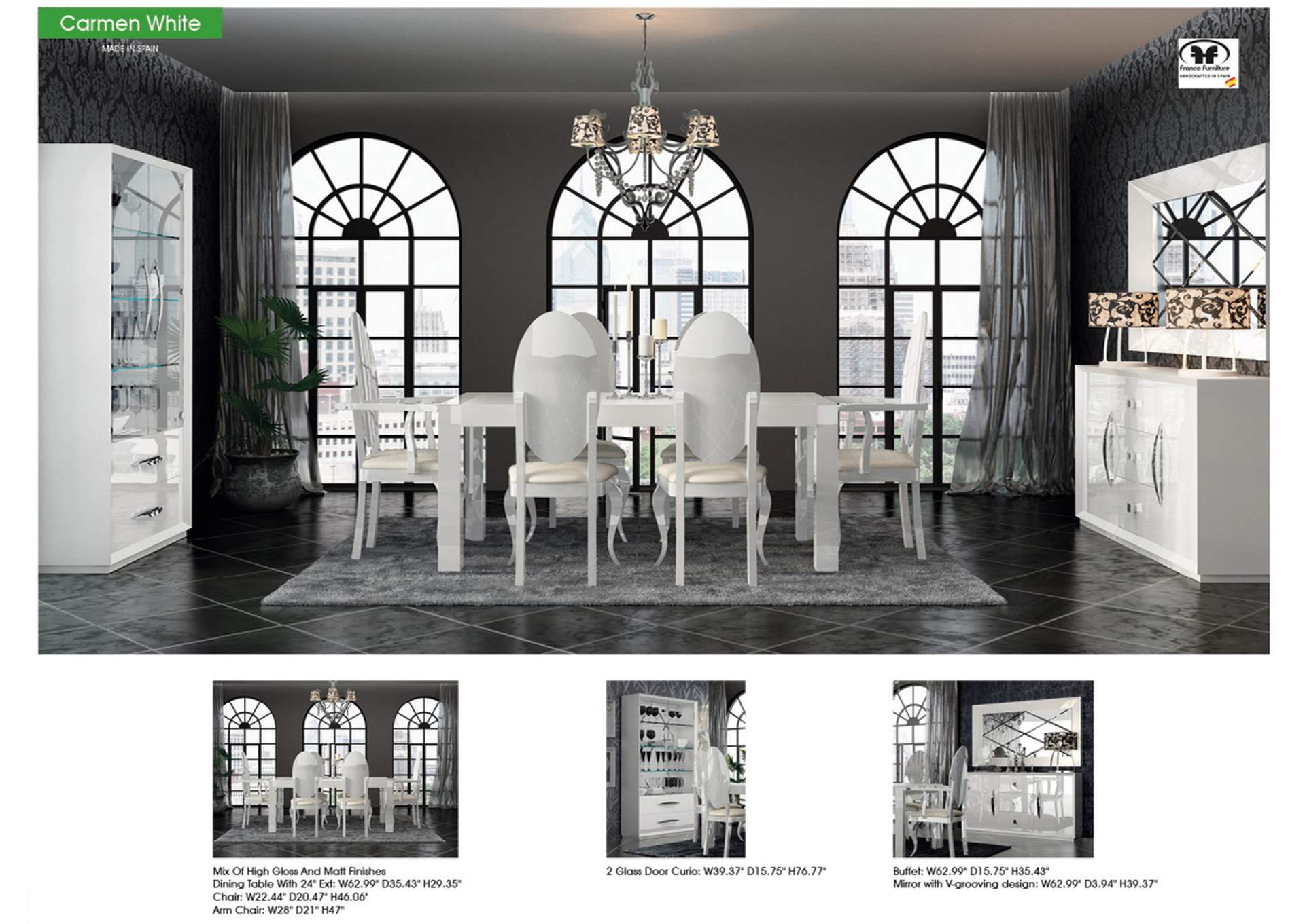 Carmen White Dining Table SET image 7