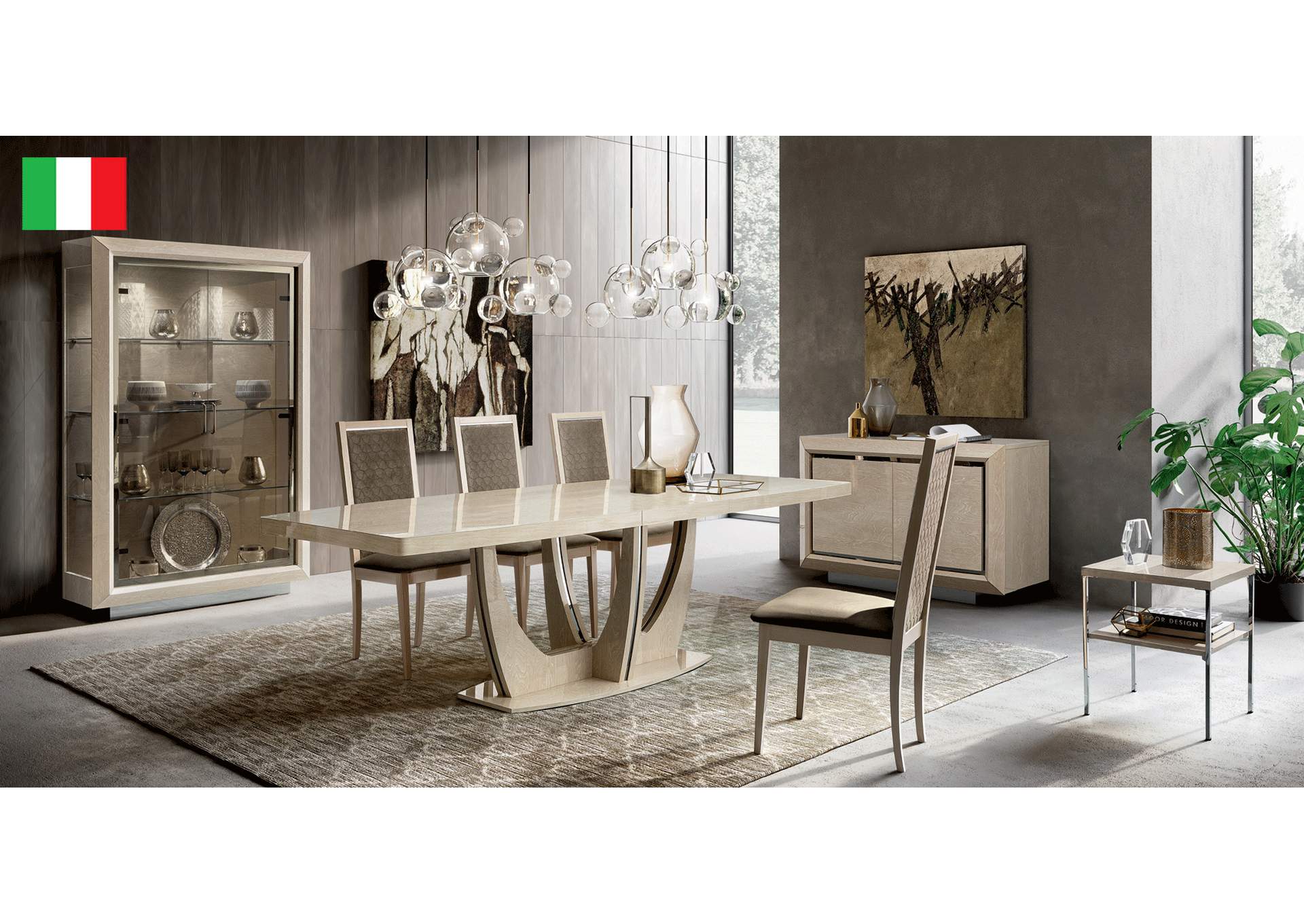Elite Dining Ivory with Ambra Rombi Chairs SET image 1