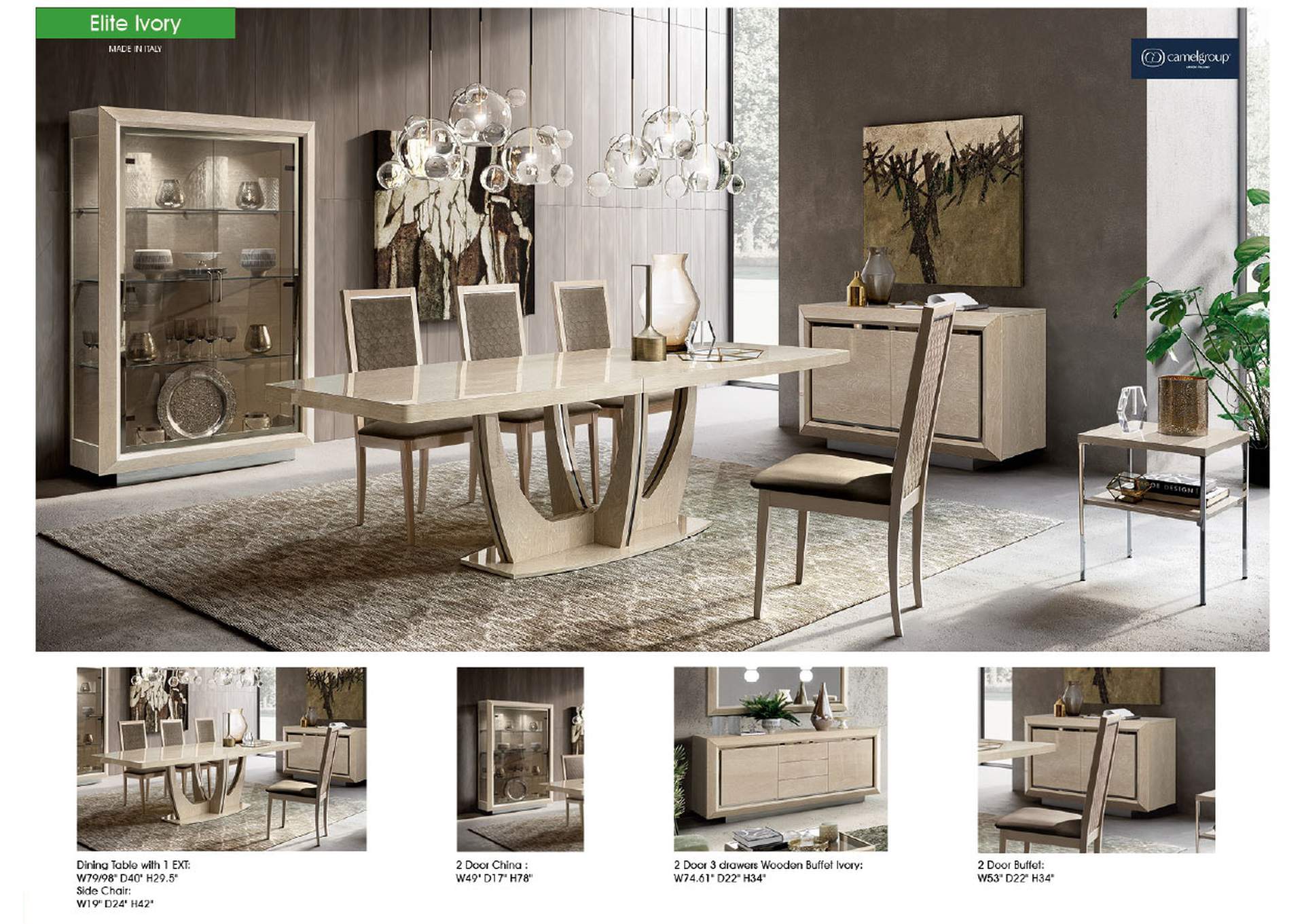 Elite Dining Ivory with Ambra Rombi Chairs SET image 4