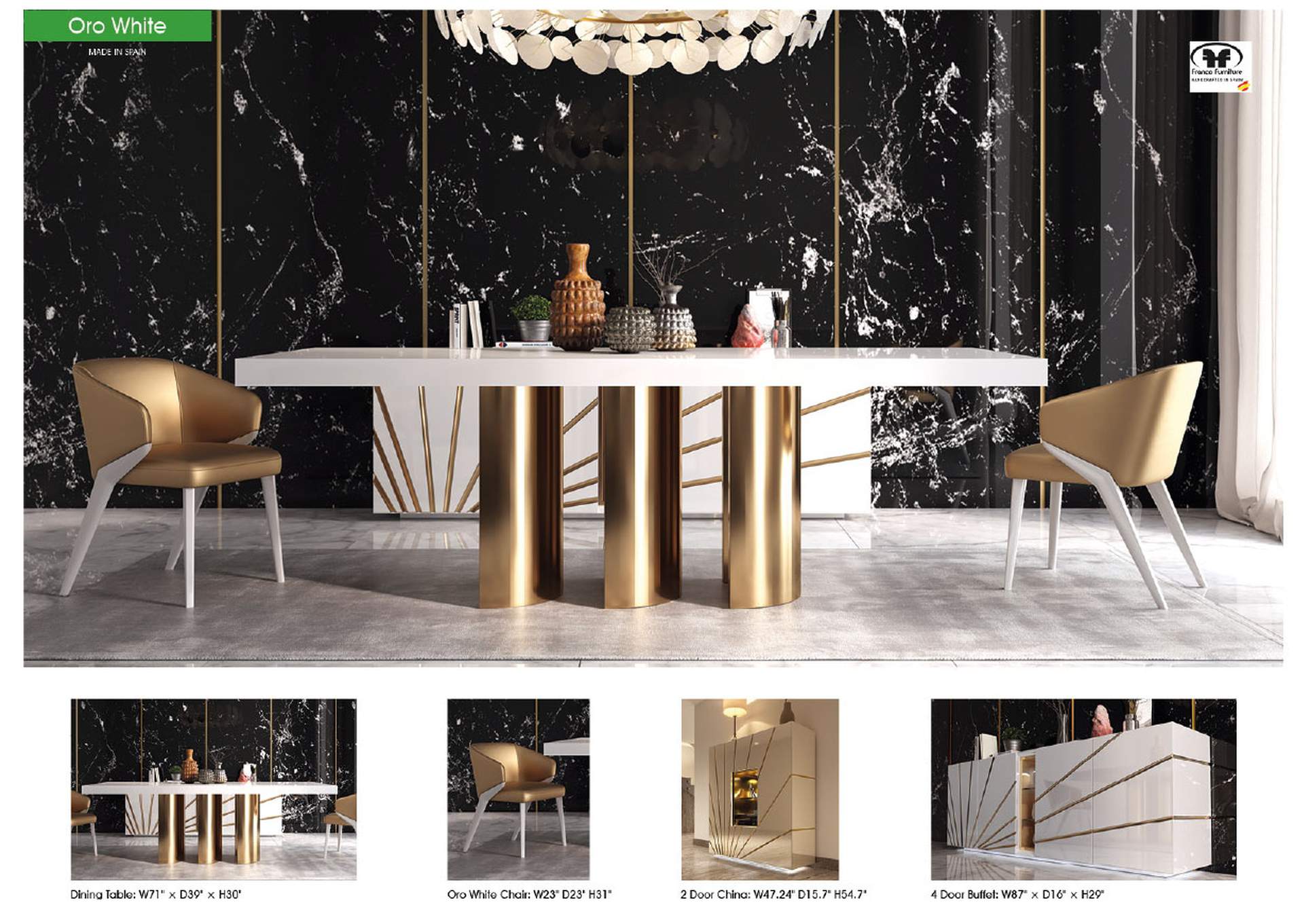 Oro White Dining Room SET image 8