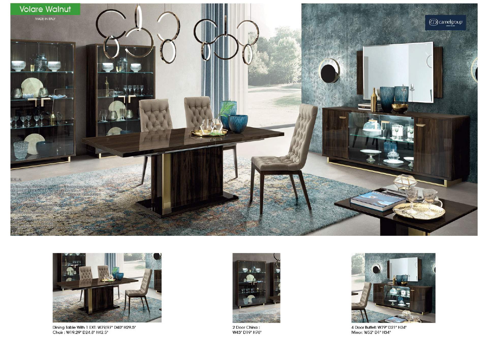 Volare Dining Room Dark Walnut SET image 9