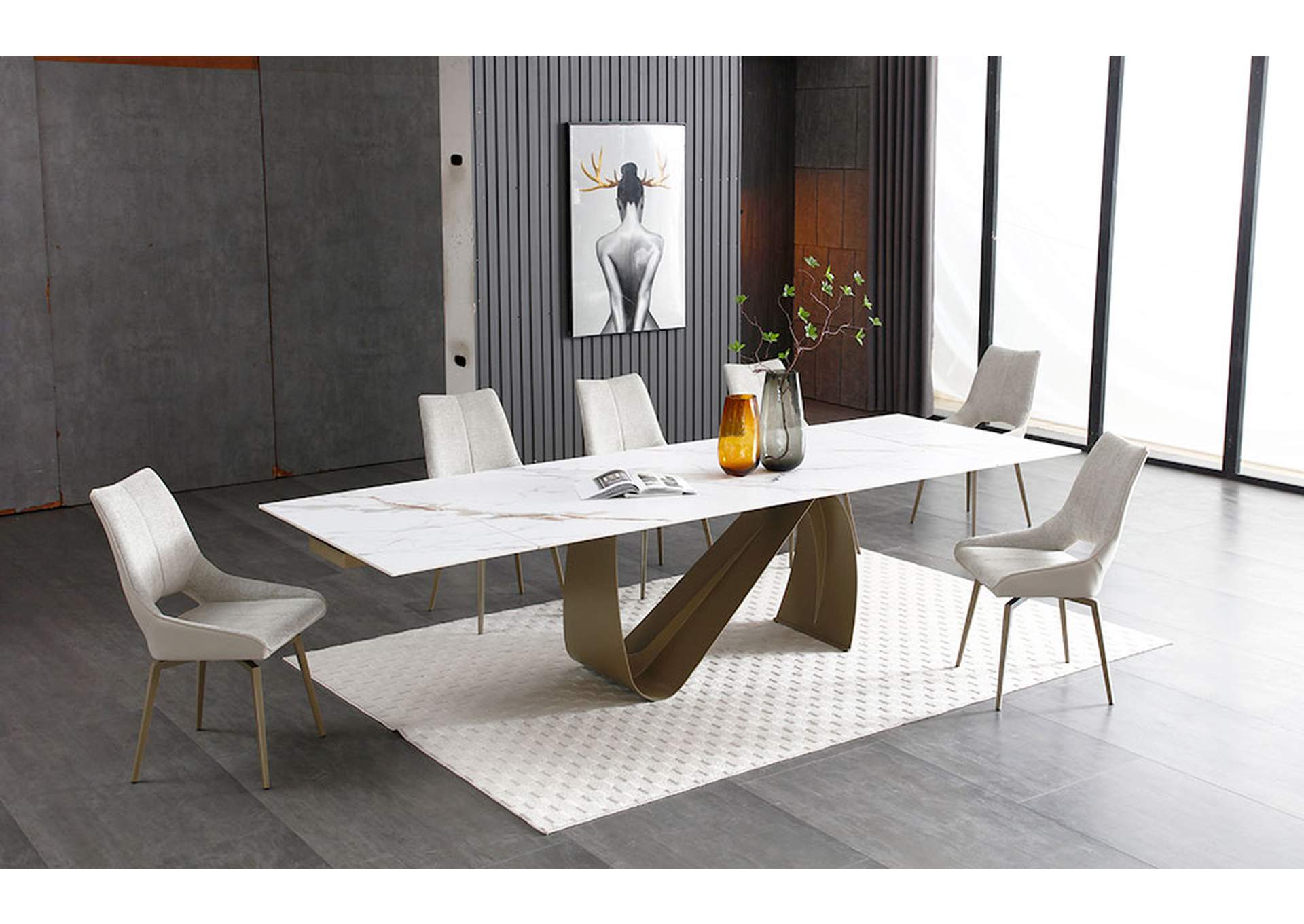 9087 Champagne-bronze Table SET image 9