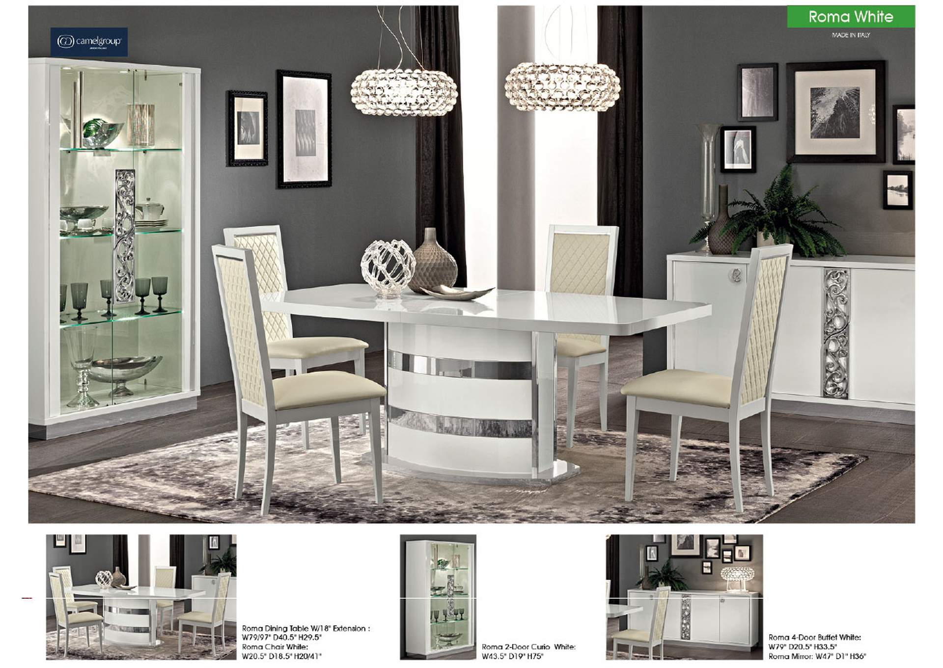 Roma Dining Table White, Italy SET image 3