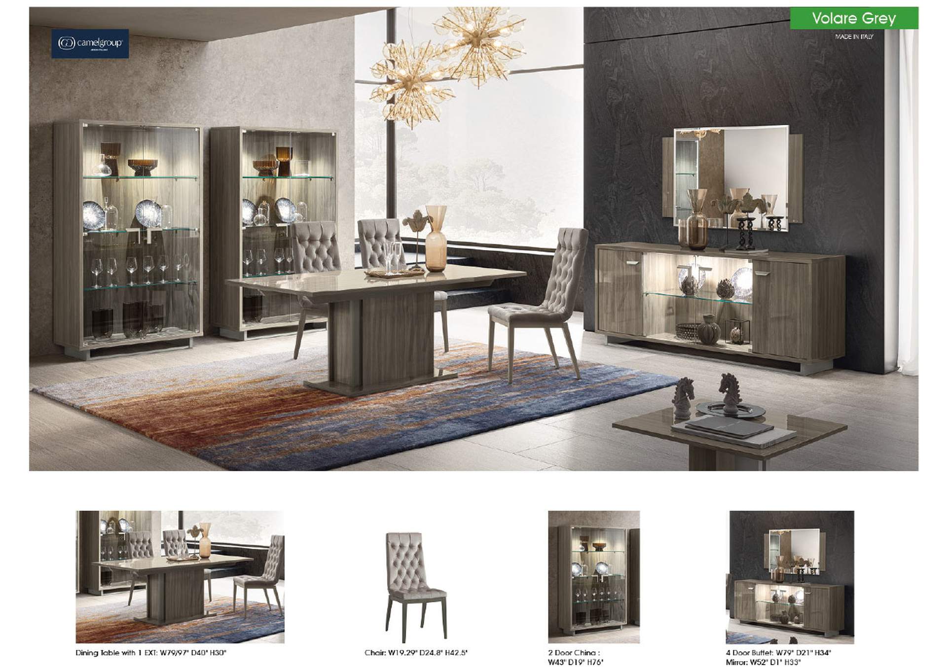 Volare Dining Table Grey with Extended SET image 3