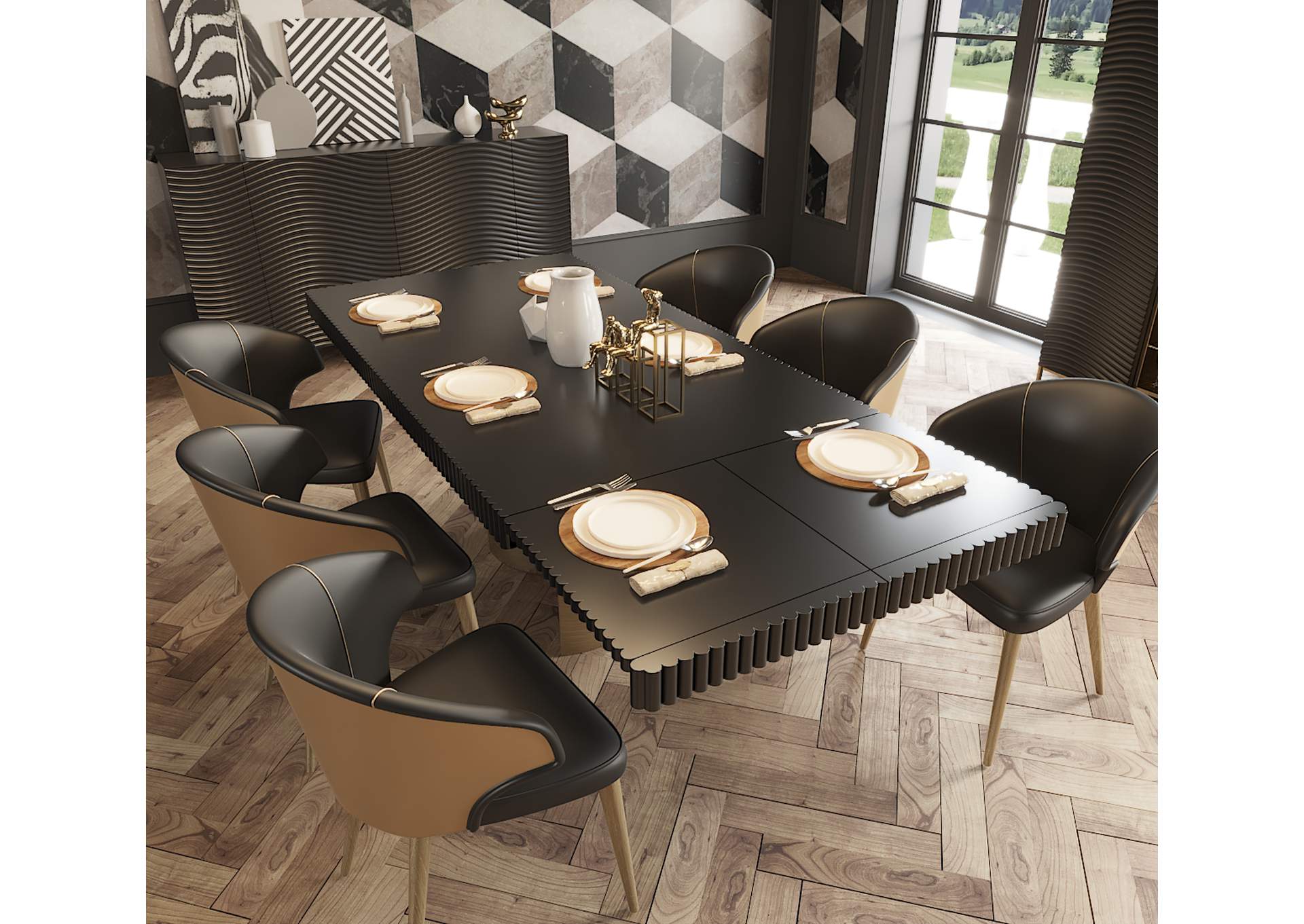 Wave Dining Table Dark Grey SET image 7