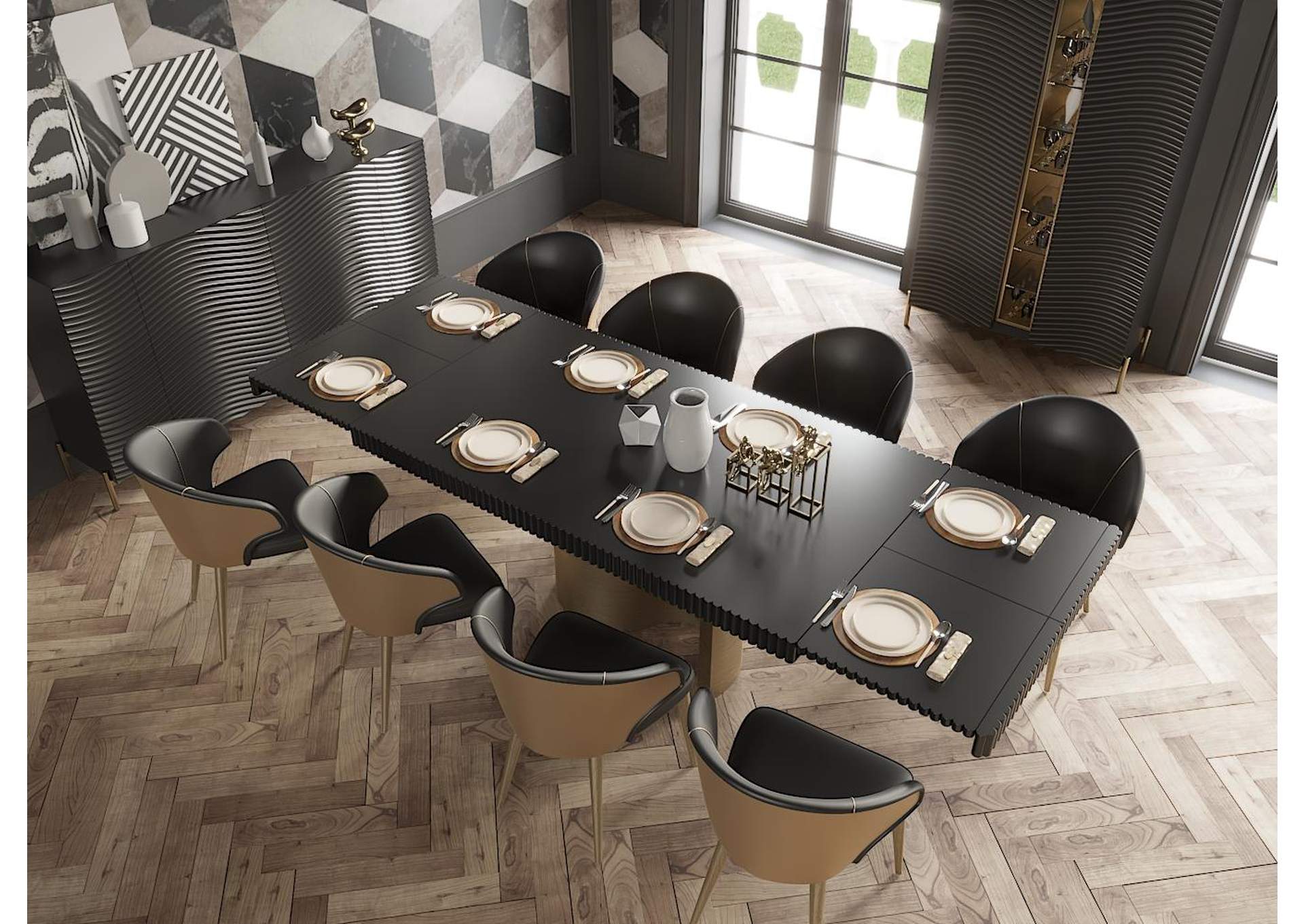 Wave Dining Table Dark Grey SET image 6