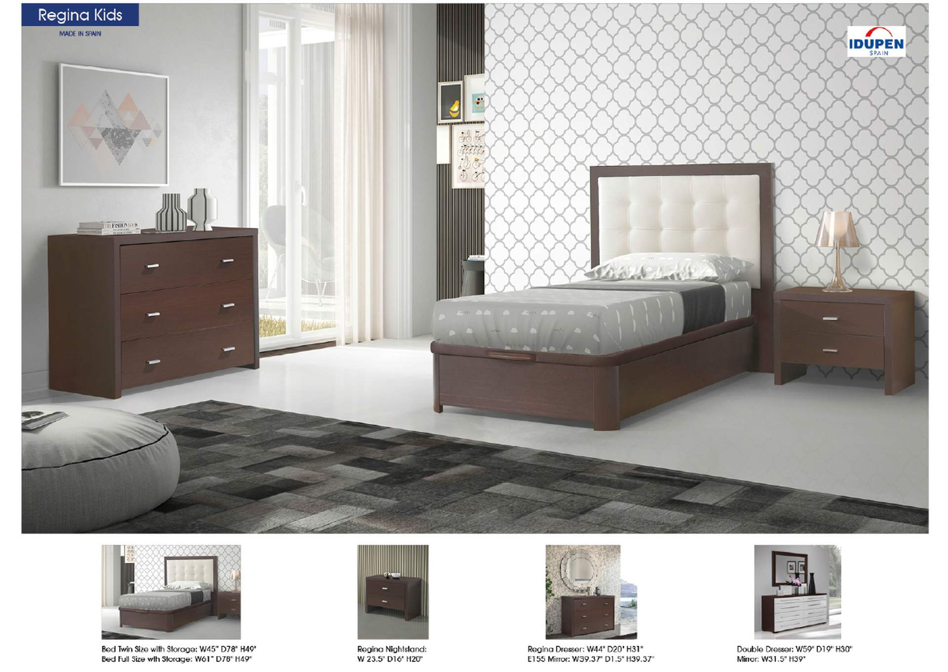 Regina Storage Twin , Full Size Wenge Bedroom SET image 6