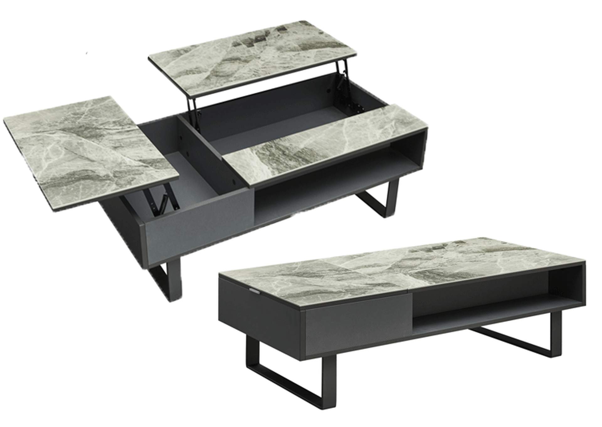 1388 Coffee Table with Storage Grey SET image 1
