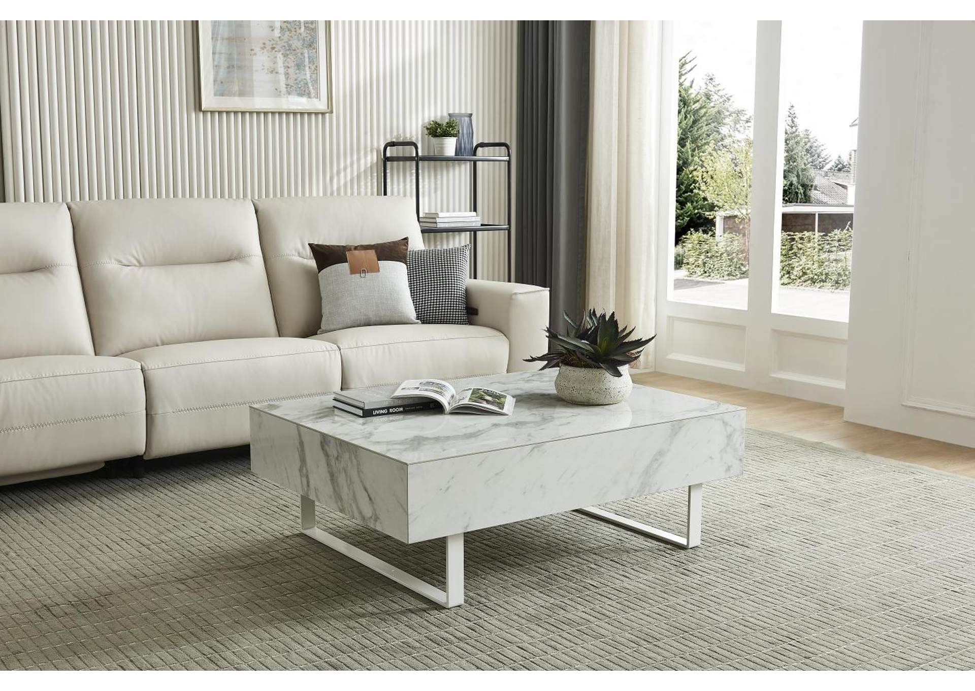 1497 White Marble Coffee Table SET image 3