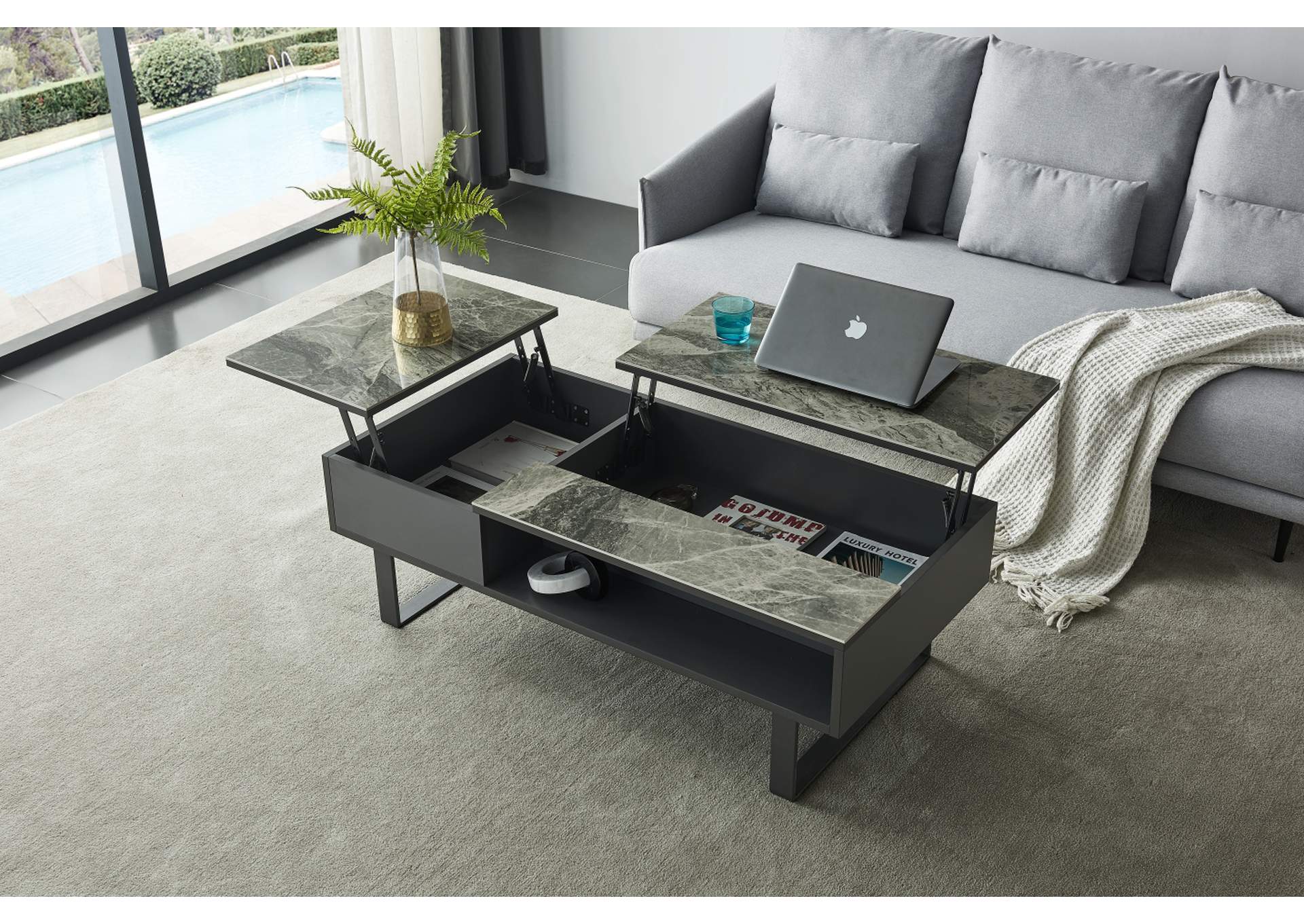 1388 Coffee Table with Storage Grey SET image 4