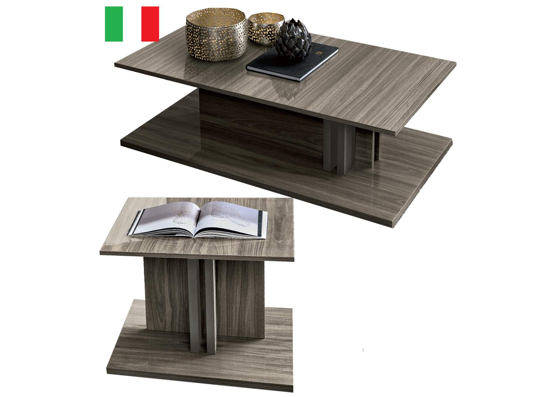 Volare Coffee Table & End Table Grey SET image 1