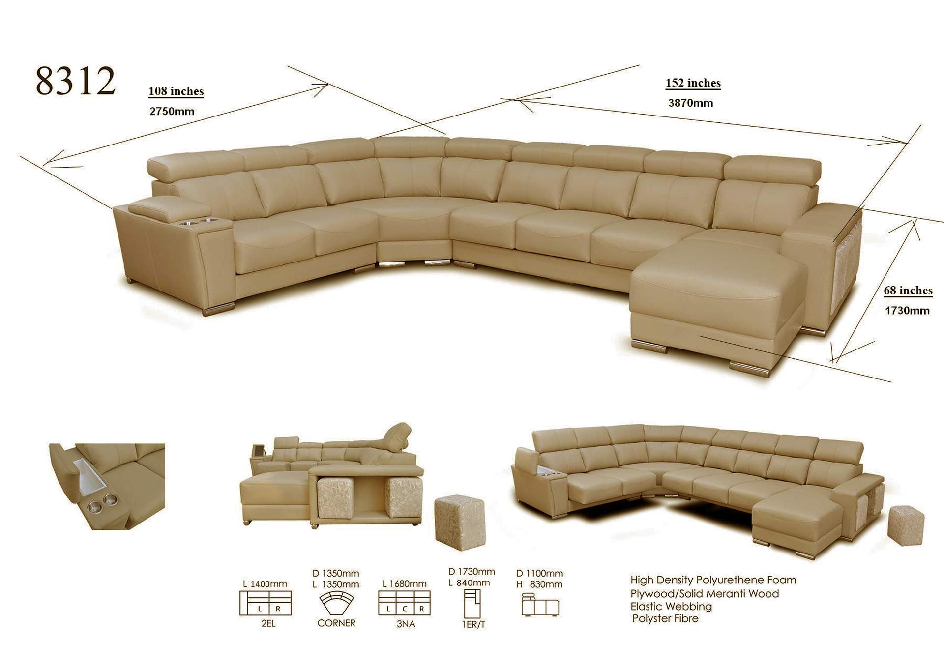 8312 Sectional with Sliding Seats SET image 8