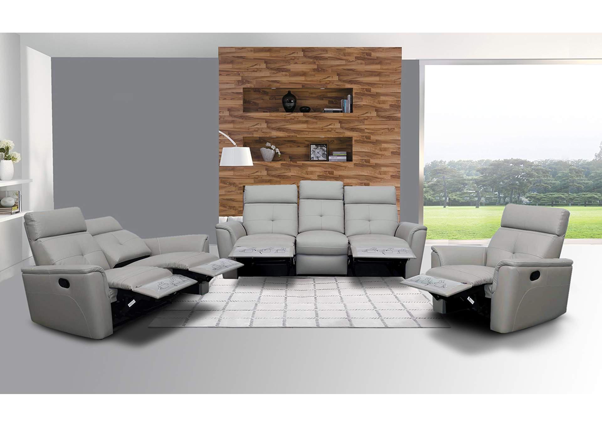 8501 Light Grey with Manual Recliners SET image 1