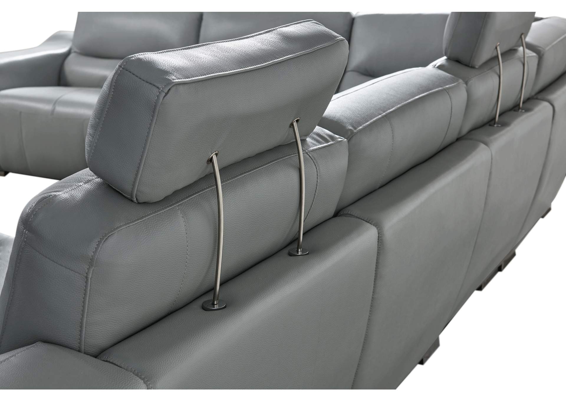 2144 Sectional Light Grey with 1 Recliner SET image 4