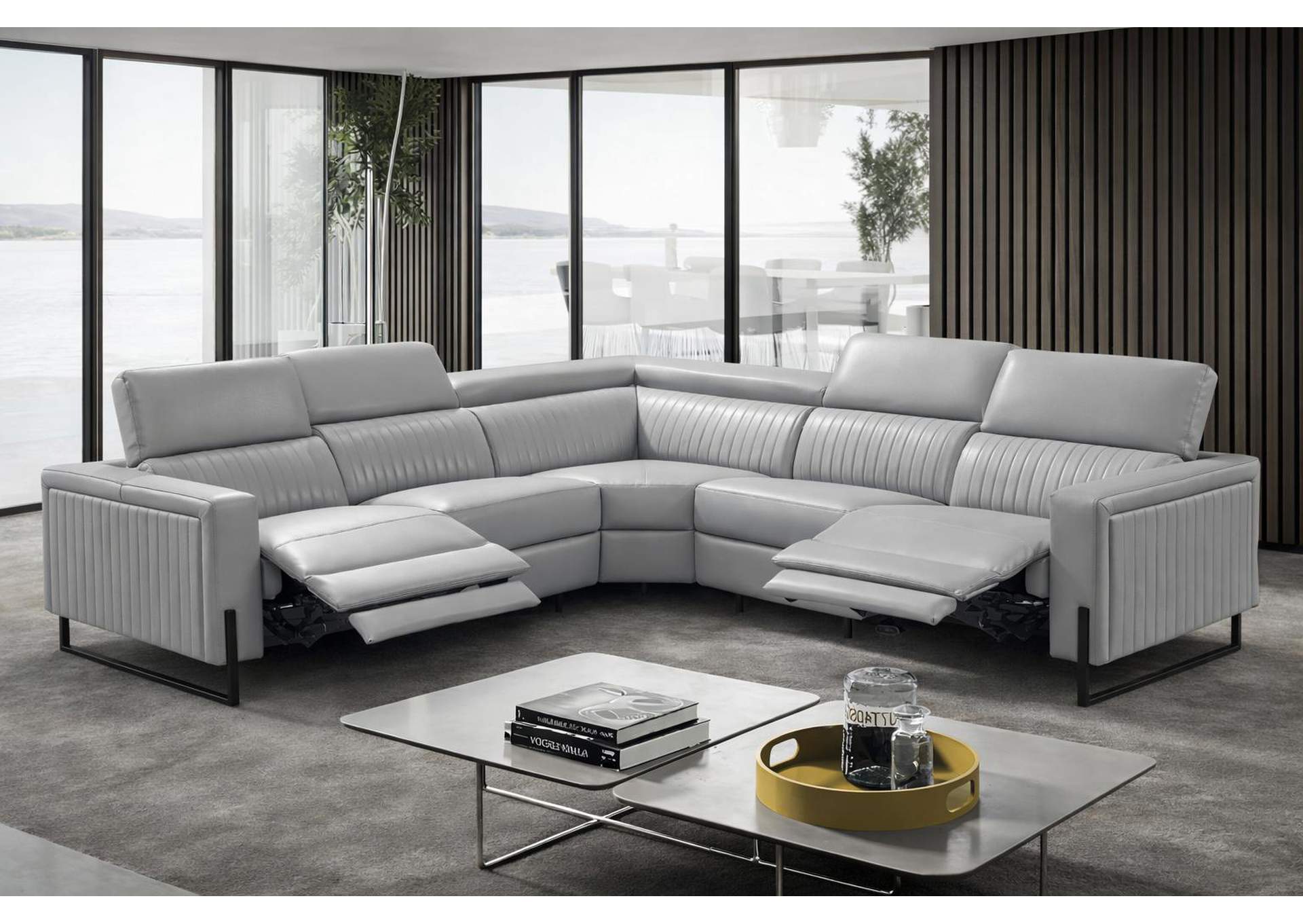 2787 Sectional with Recliners â€“ Light Grey image 1