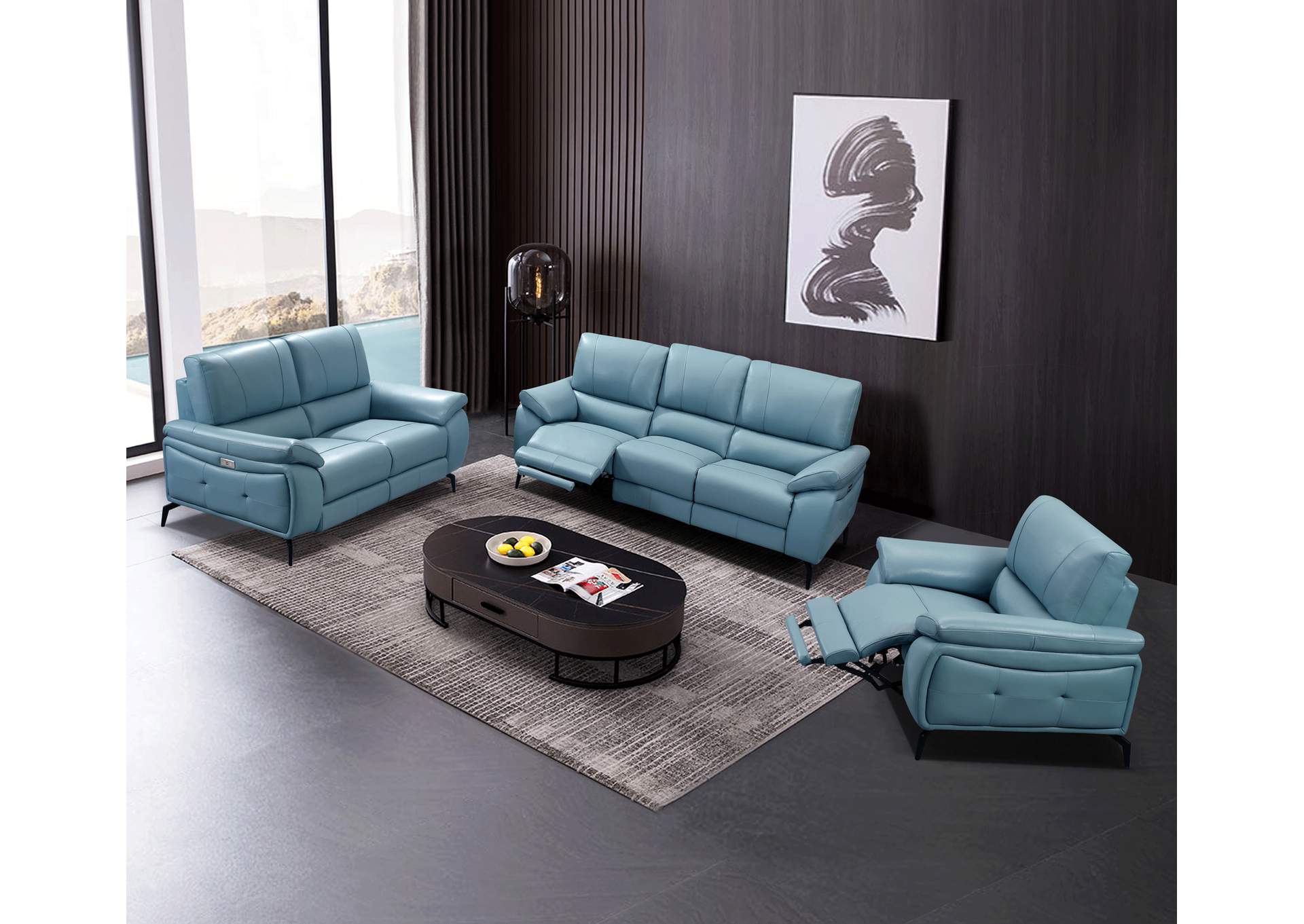 2934 Blue with Electric Recliners SET image 1