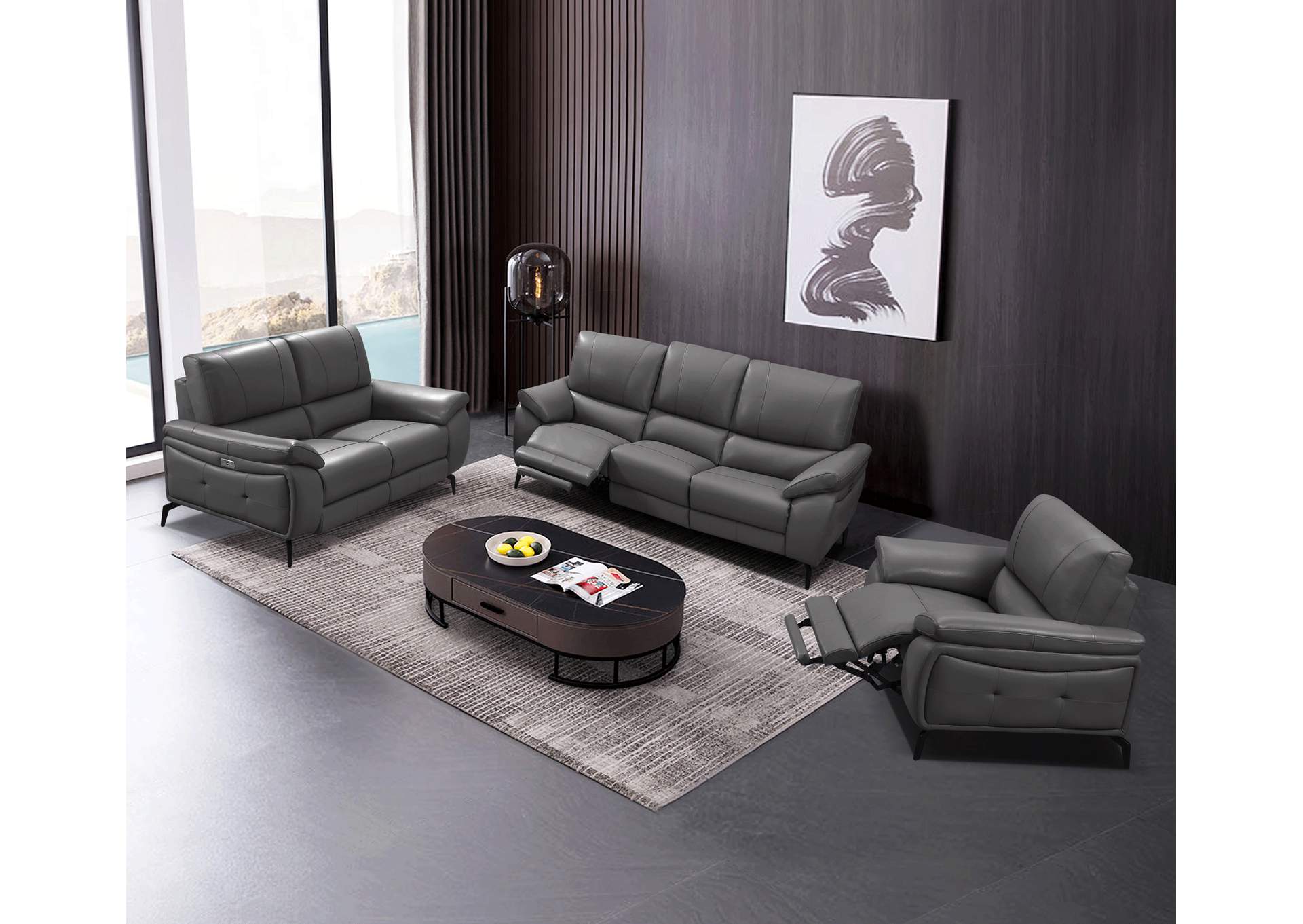 2934 Dark Grey with Electric Recliners SET image 1