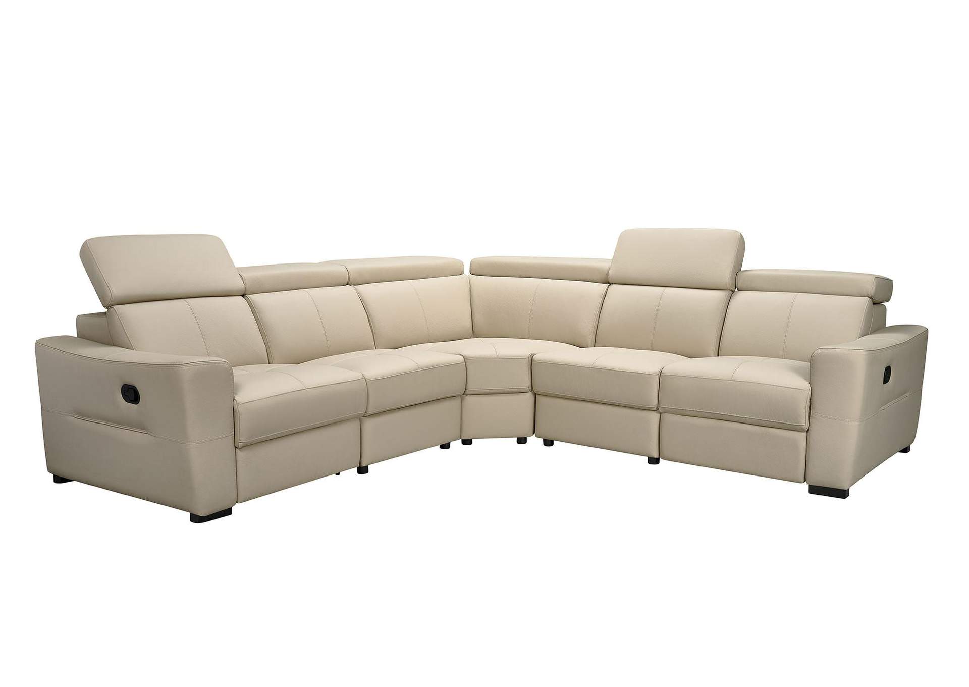 6021 Cream Sectional w/ manual recliners image 1