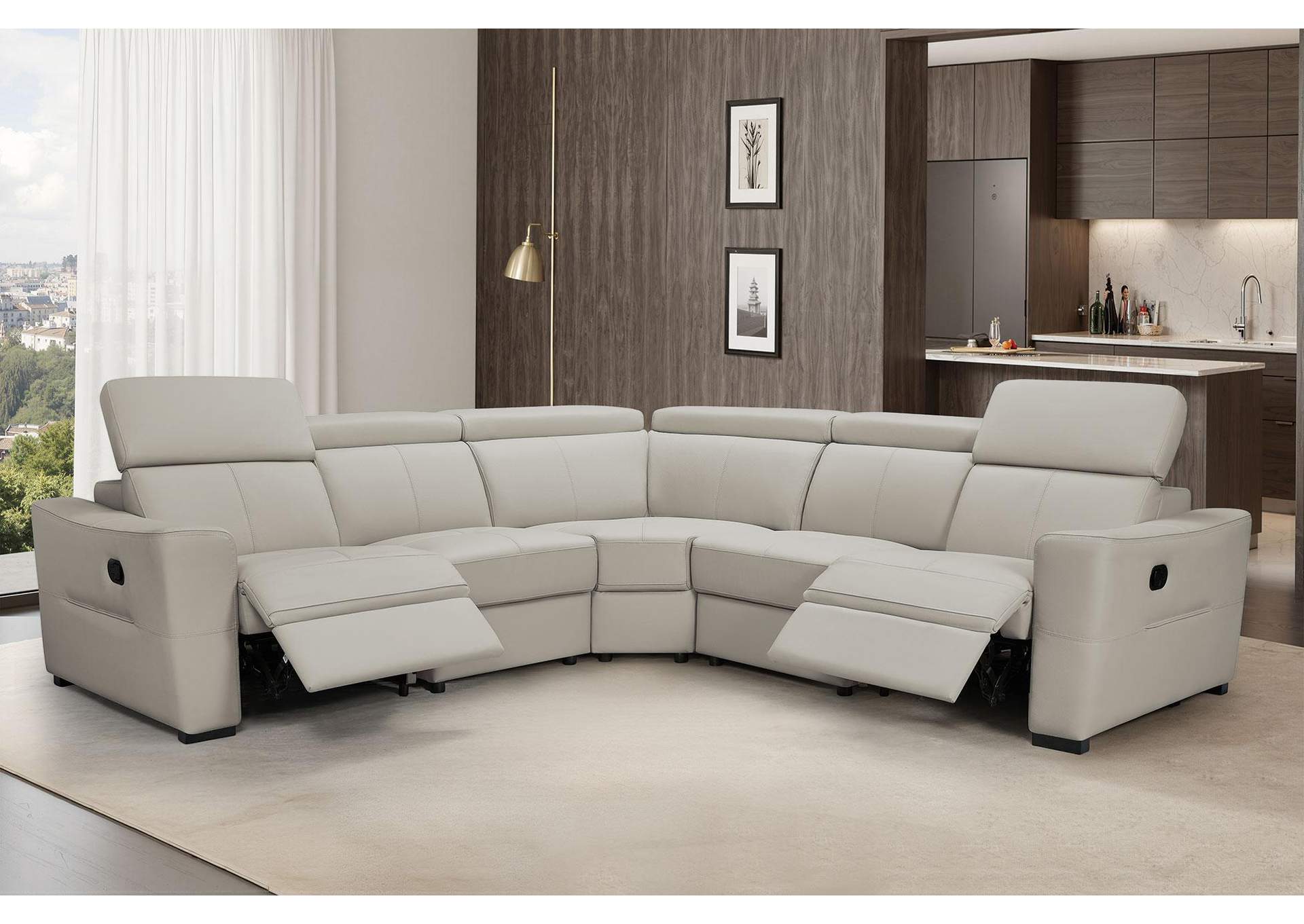 6021 Grey Sectional w/ manual recliners image 1