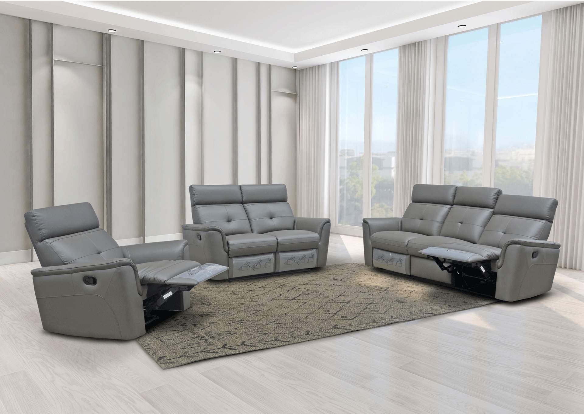 8501 Dark Grey with Manual Recliner SET image 5