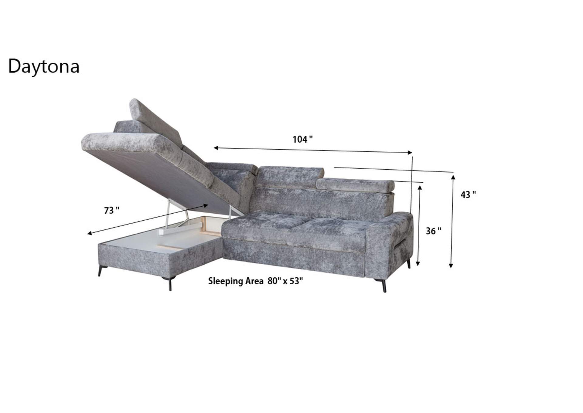 Daytona Sectional with Bed & Storage SET image 9