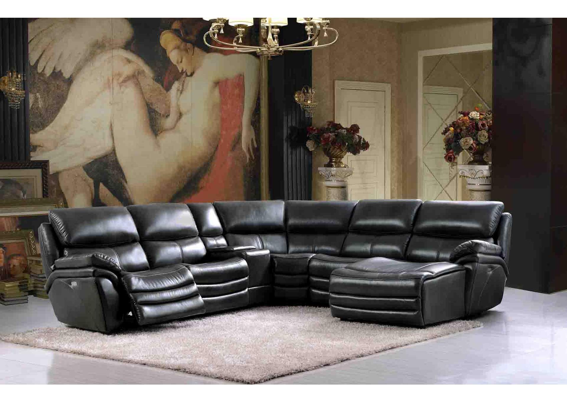 2711 Sectional with 3 Electric Recliners Dark Grey SET image 1