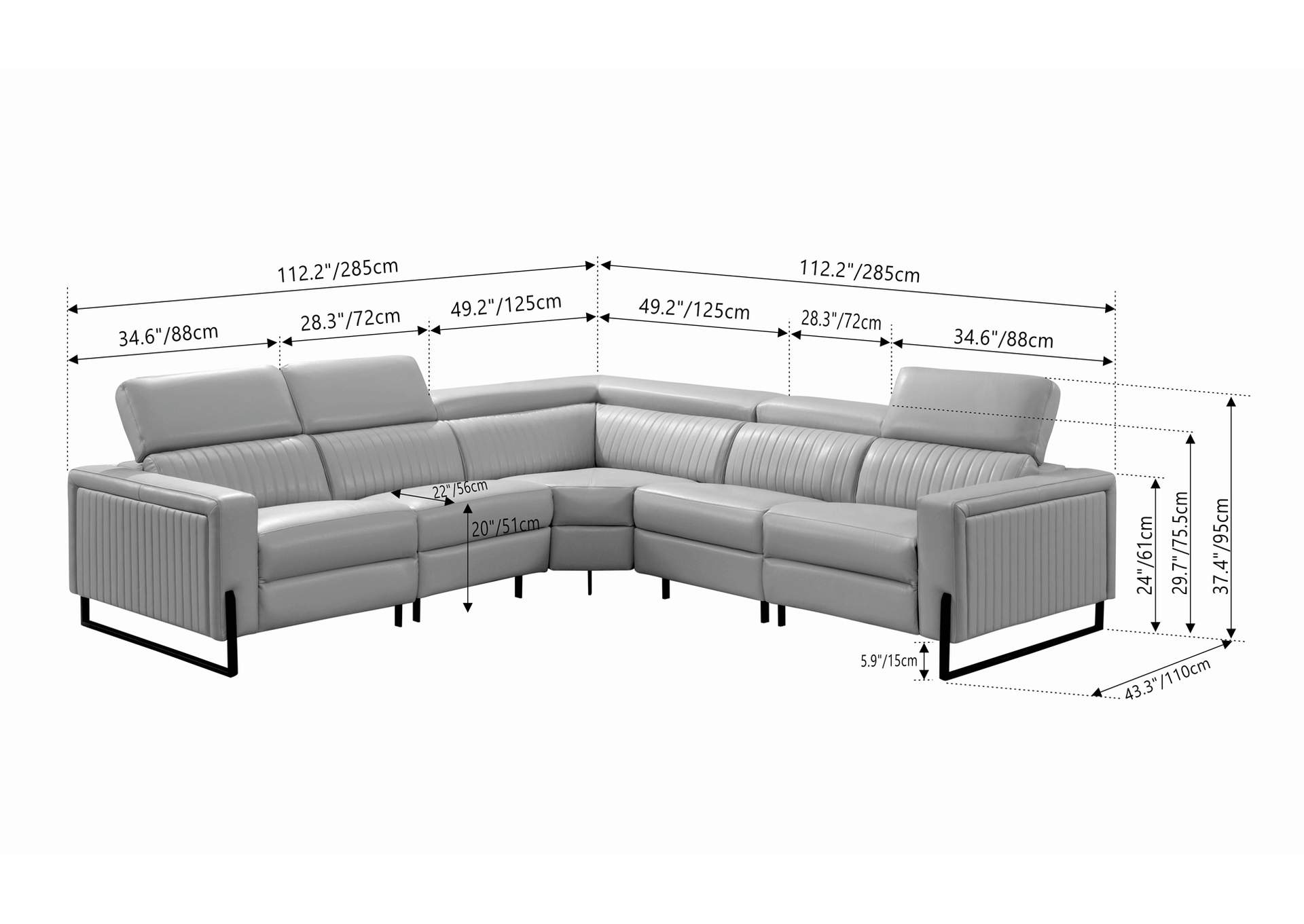 2787 Sectional with Recliners SET image 6