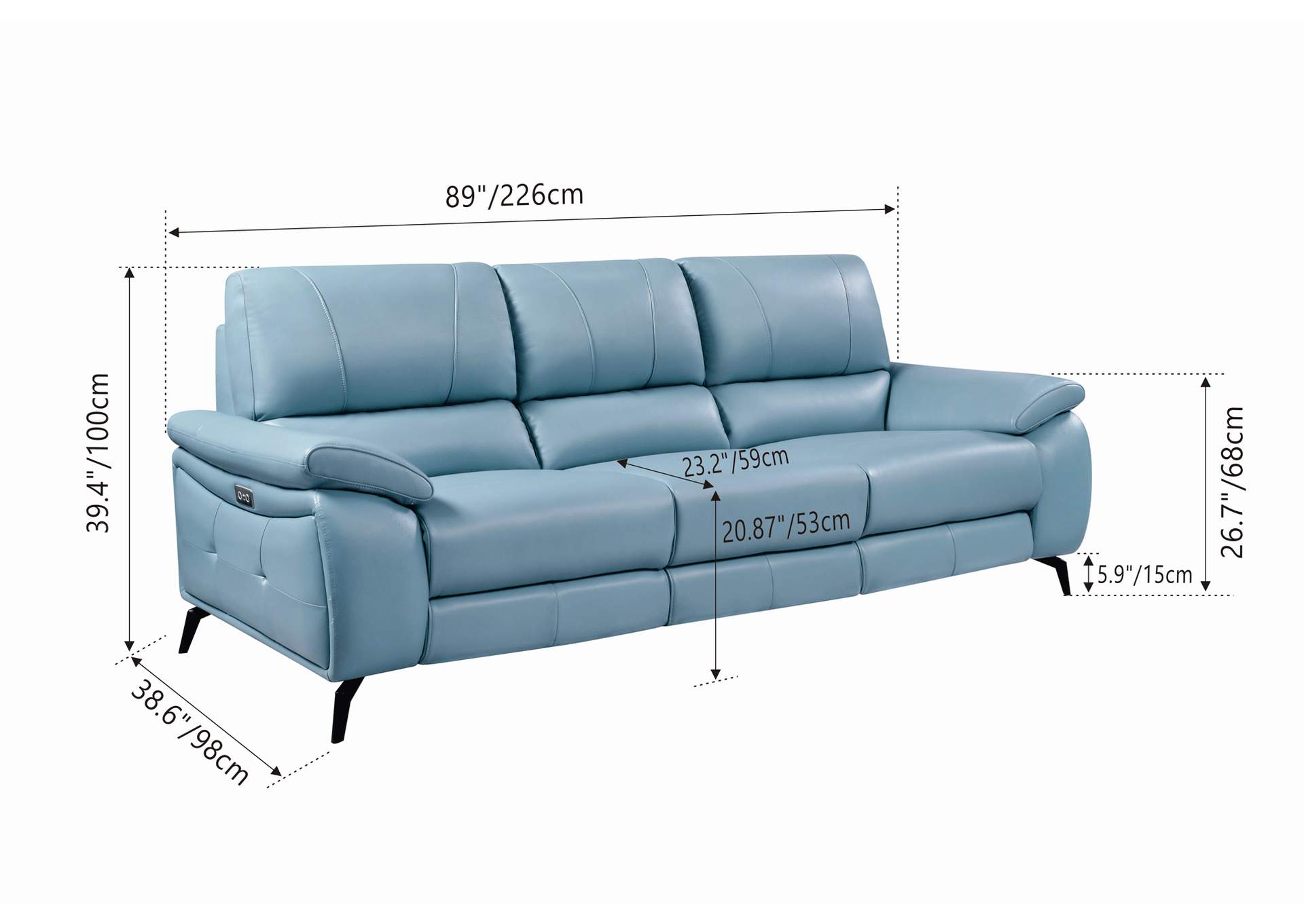2934 Blue with Electric Recliners SET image 5