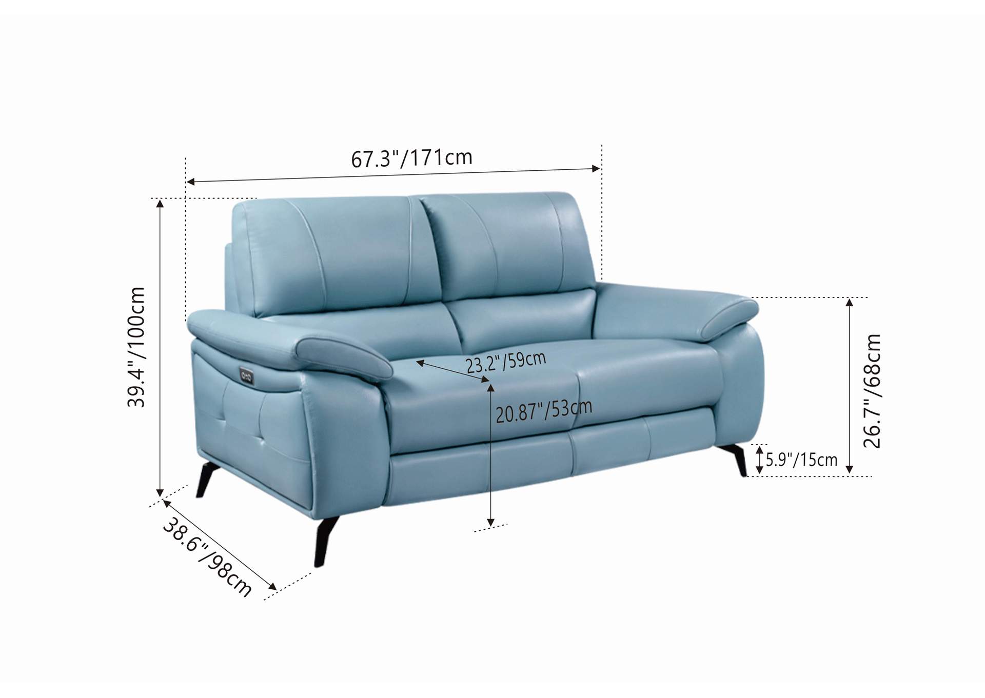 2934 Blue with Electric Recliners SET image 4