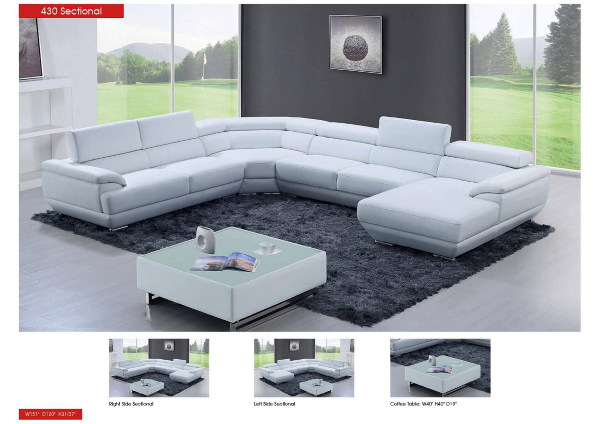 430 Sectional Pure White SET image 3