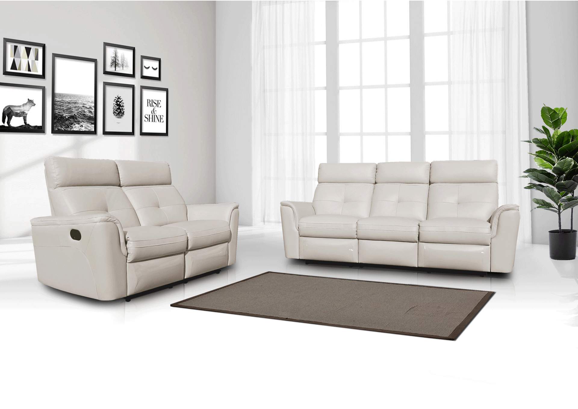 8501 White with Manual Recliners SET image 4