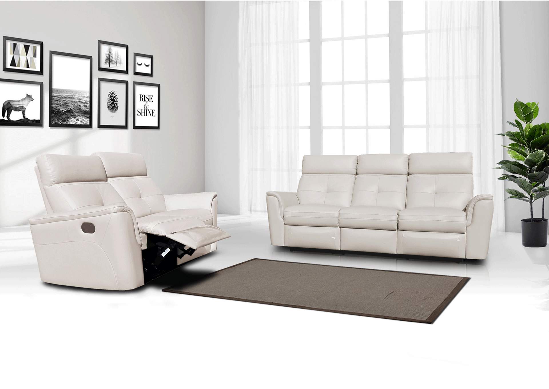 8501 White with Manual Recliners SET image 3