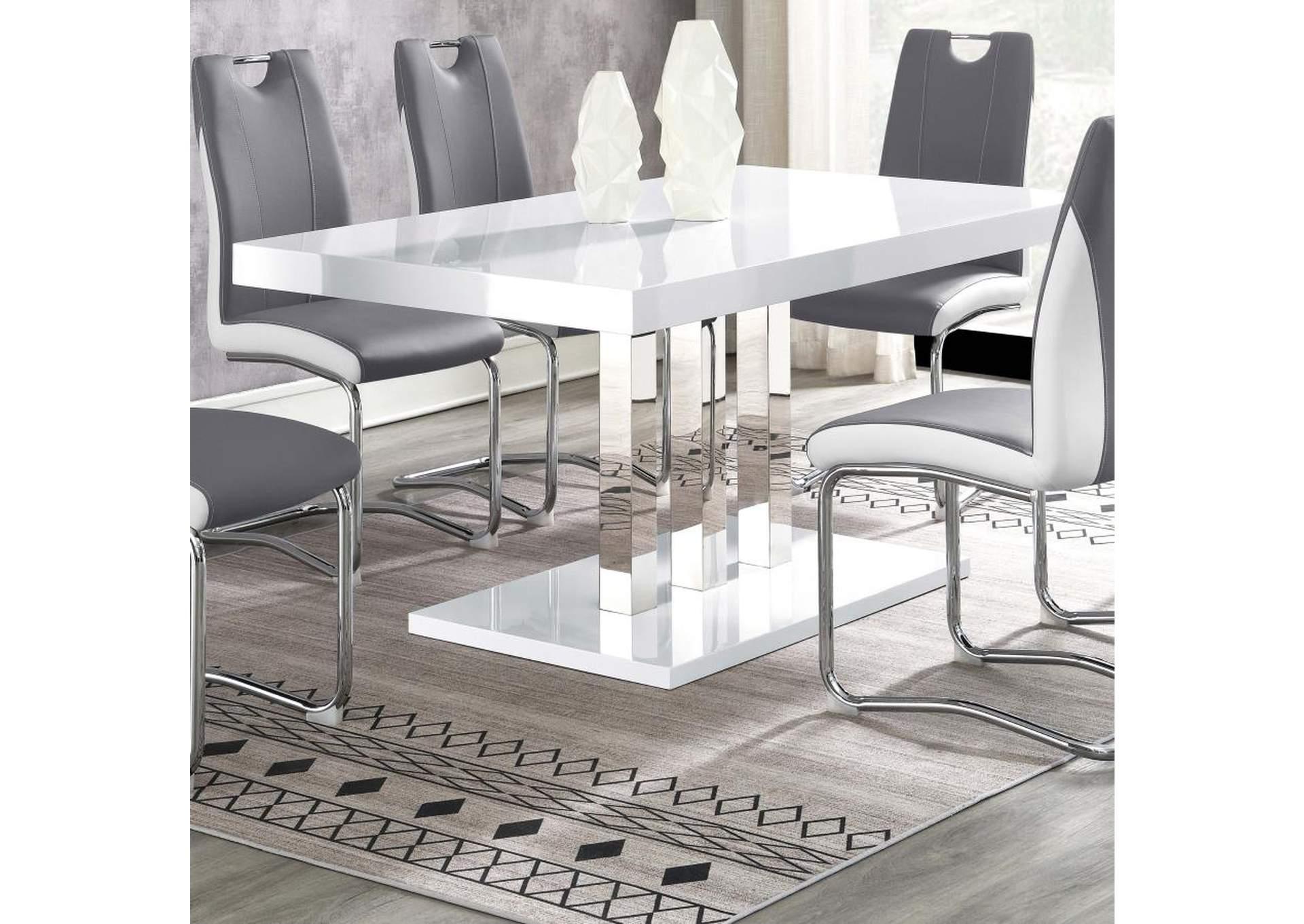 Brooklyn Rectangular Dining Table White High Gloss and Chrome image 1
