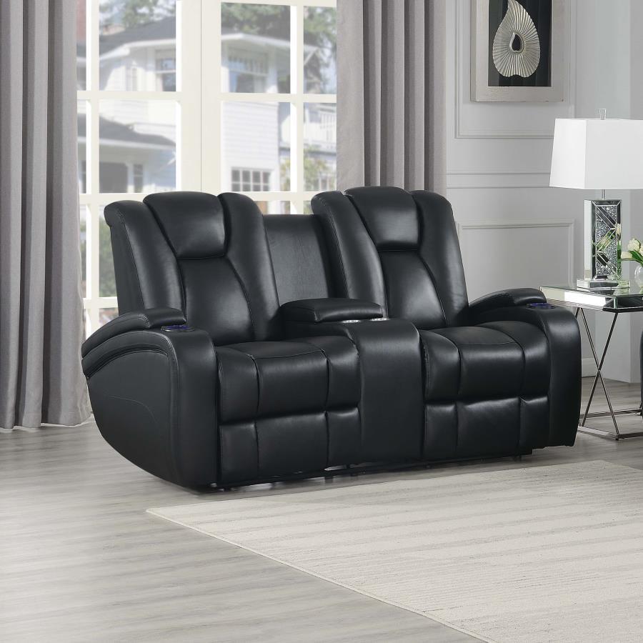 Delange Power^2 Loveseat with Headrests Black image 1