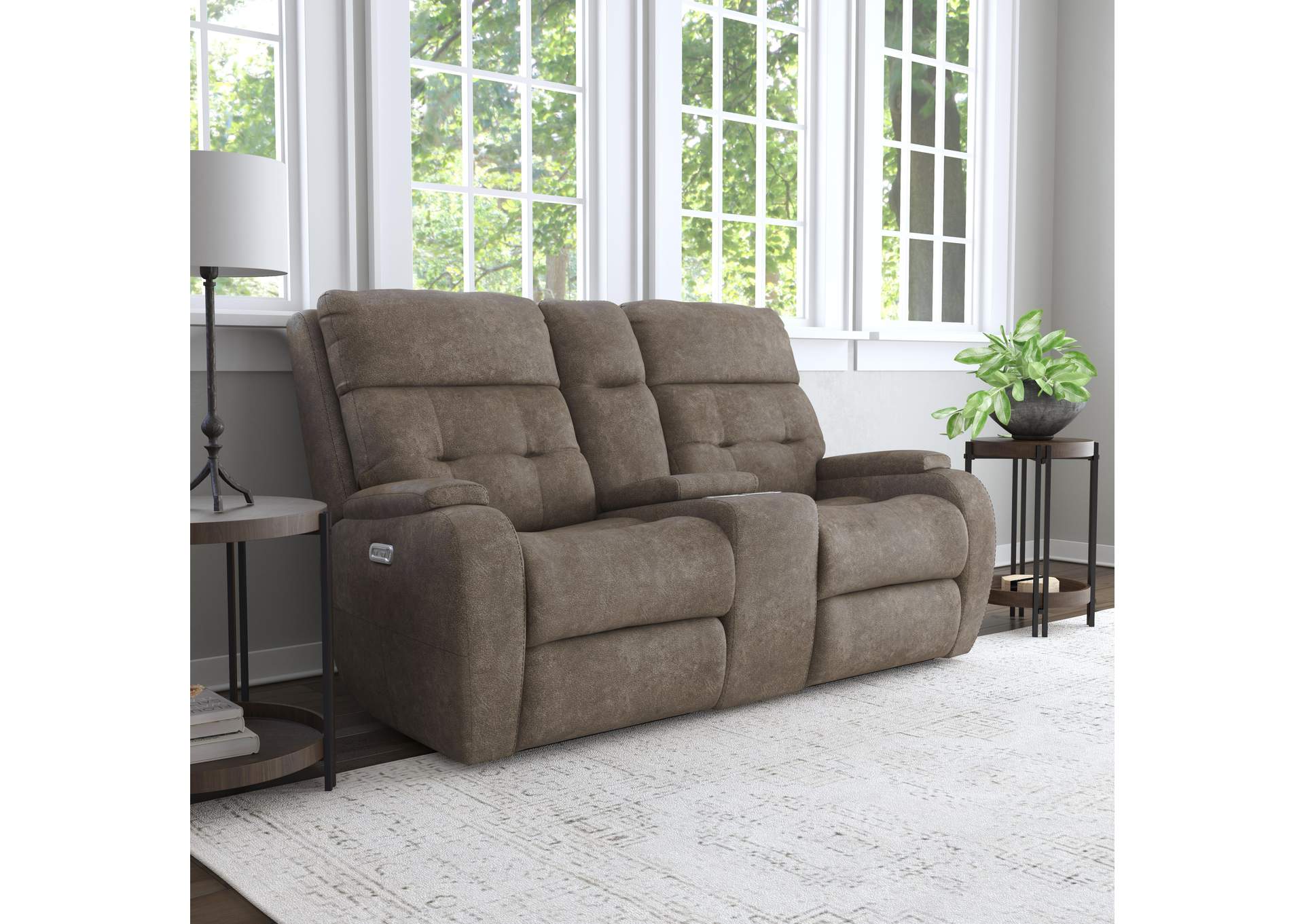 Strait Power Reclining Loveseat with Console & Power Headrests image 12