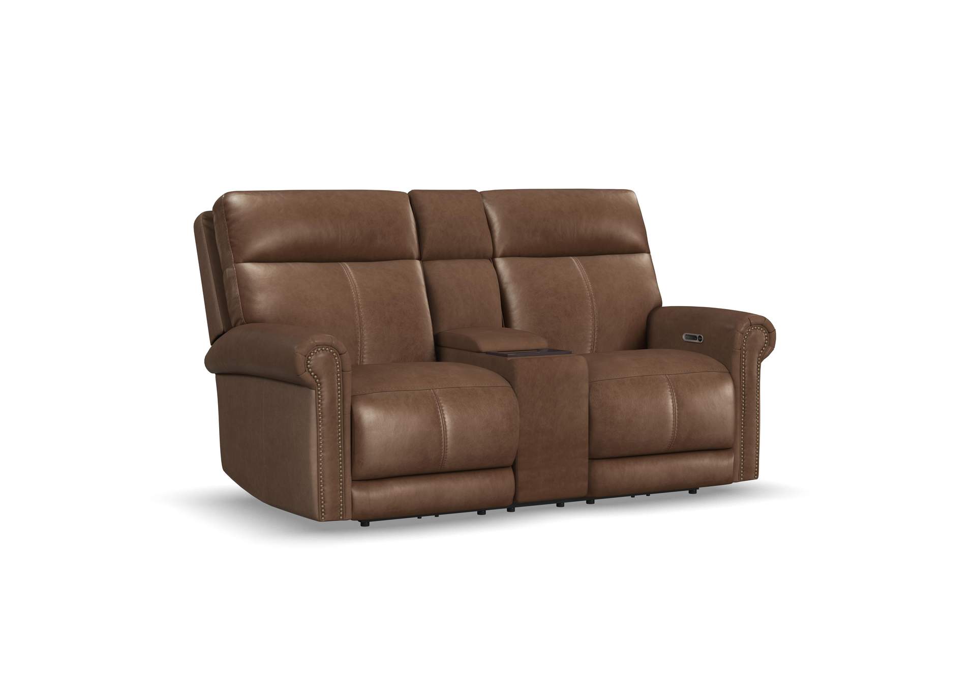 Alexander Power Reclining Loveseat with Console, Power Headrest & Lumbar image 1