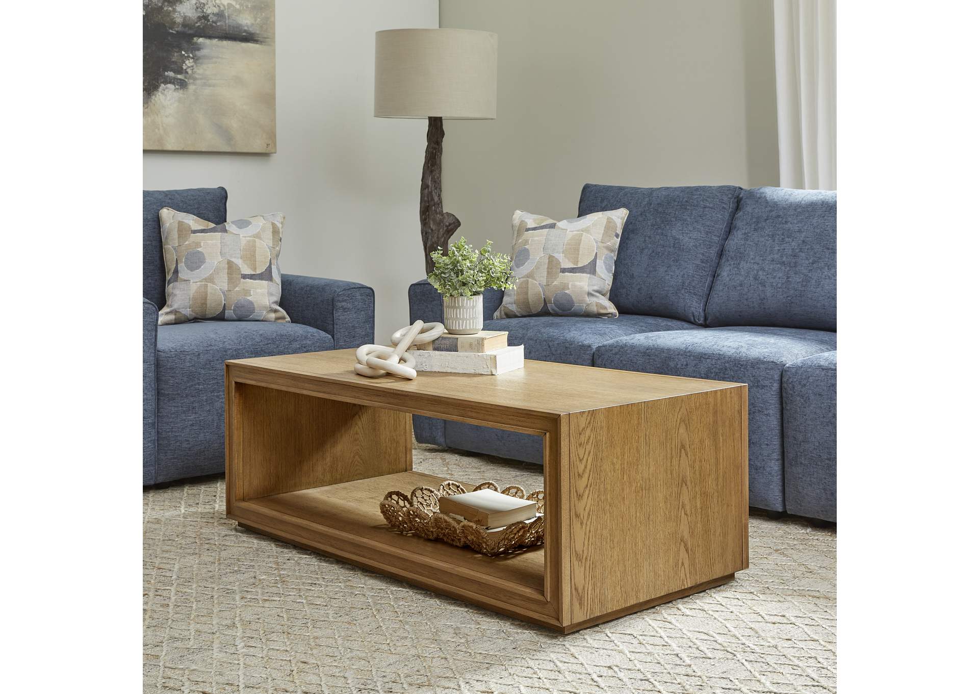 Waterfall Rectangular Coffee Table with Casters image 5