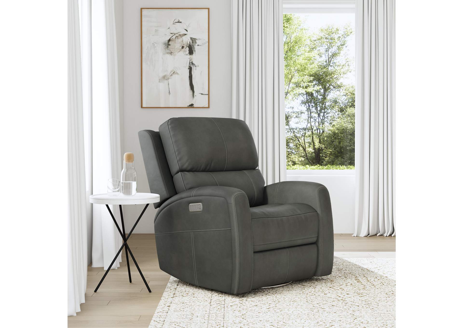 Linden Power Swivel Gliding Recliner with Power Headrest, Lumbar, Heat & Massage image 8