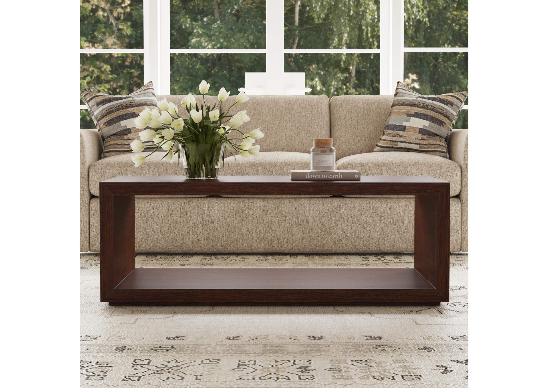 Waterfall Rectangular Coffee Table with Casters image 7
