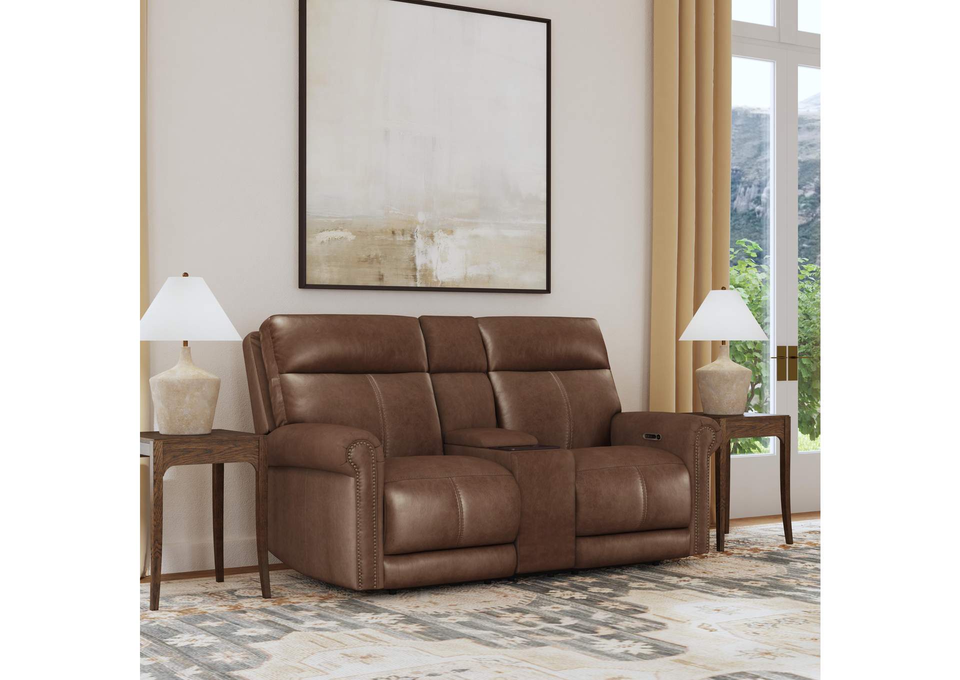Alexander Power Reclining Loveseat with Console, Power Headrest & Lumbar image 5